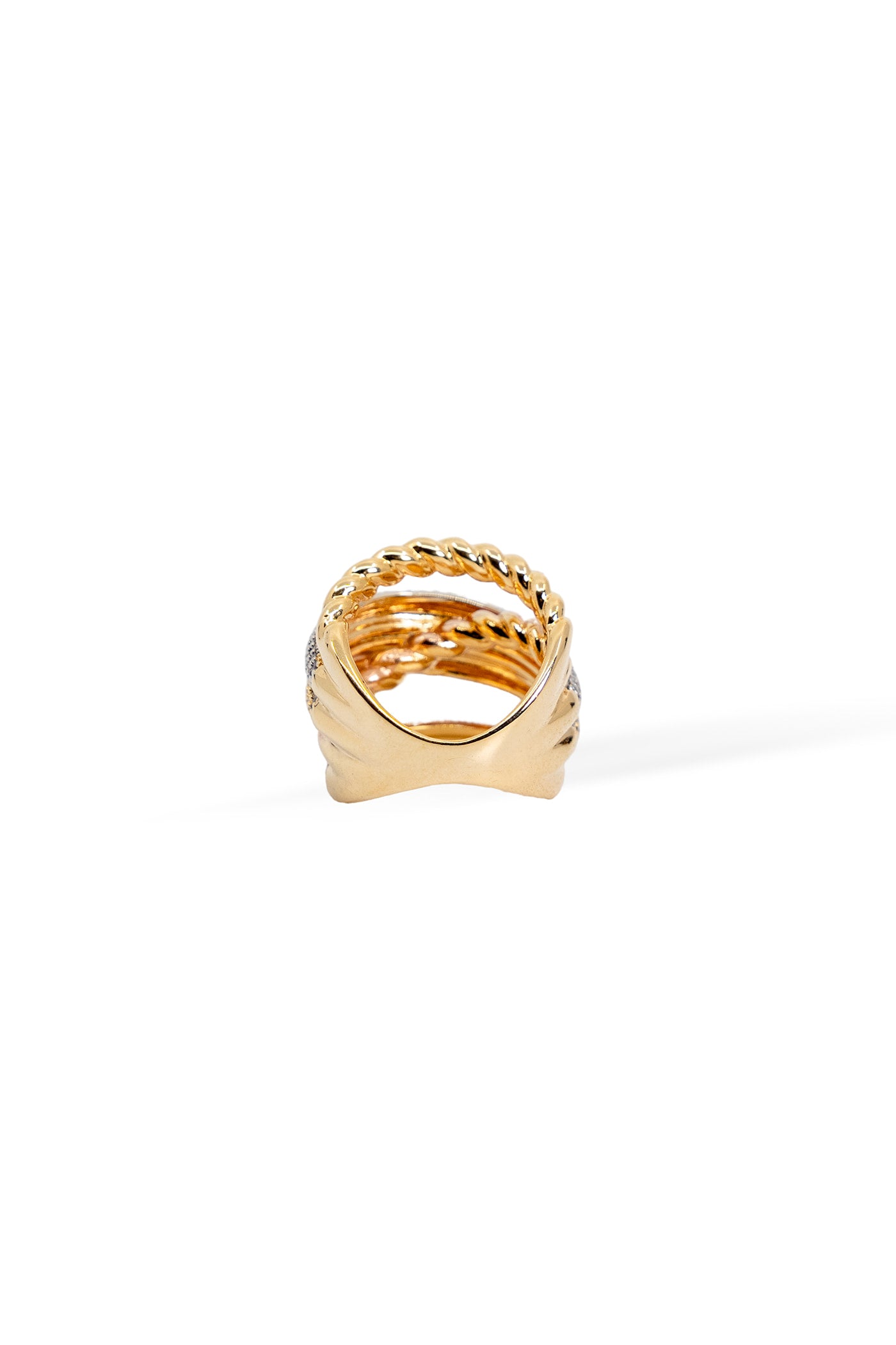 Luxe Twist Pave Ring - Two Tone