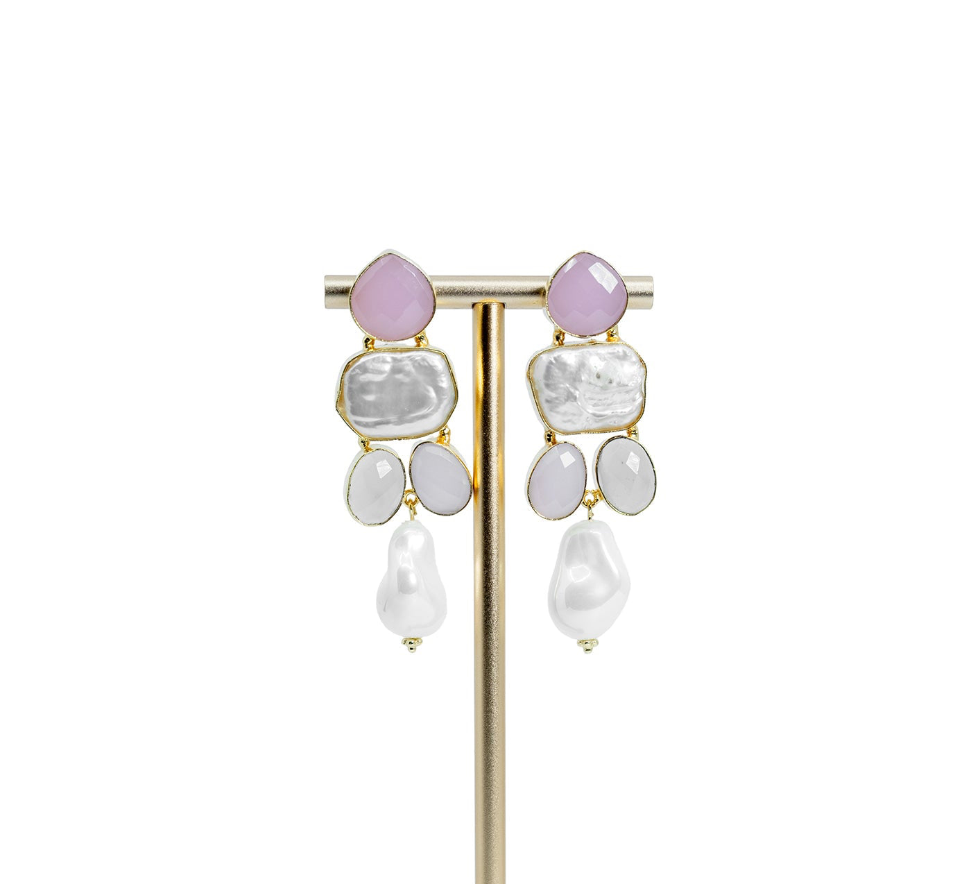 Pearl & Stone Drop Earrings