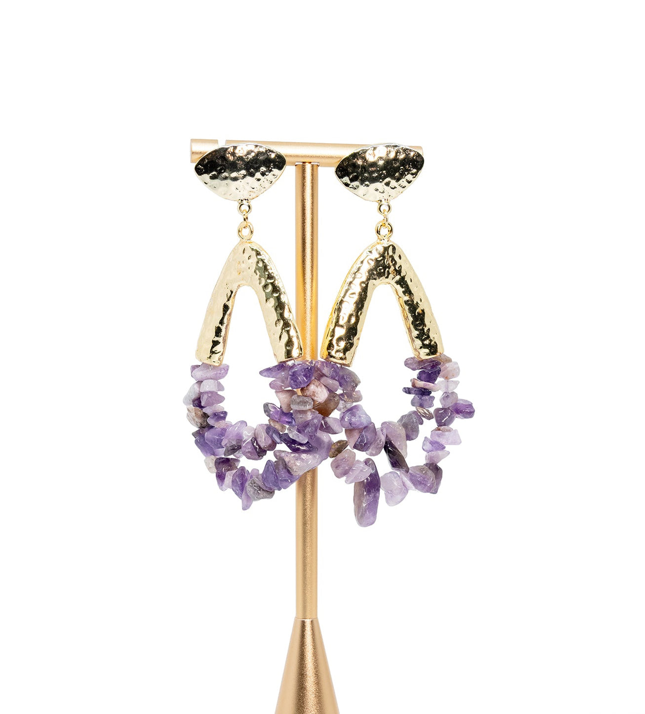 Amethyst Gemstone Hoop Earrings