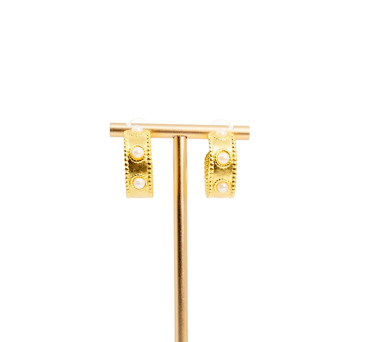 Gold Beaded Mini Hoops