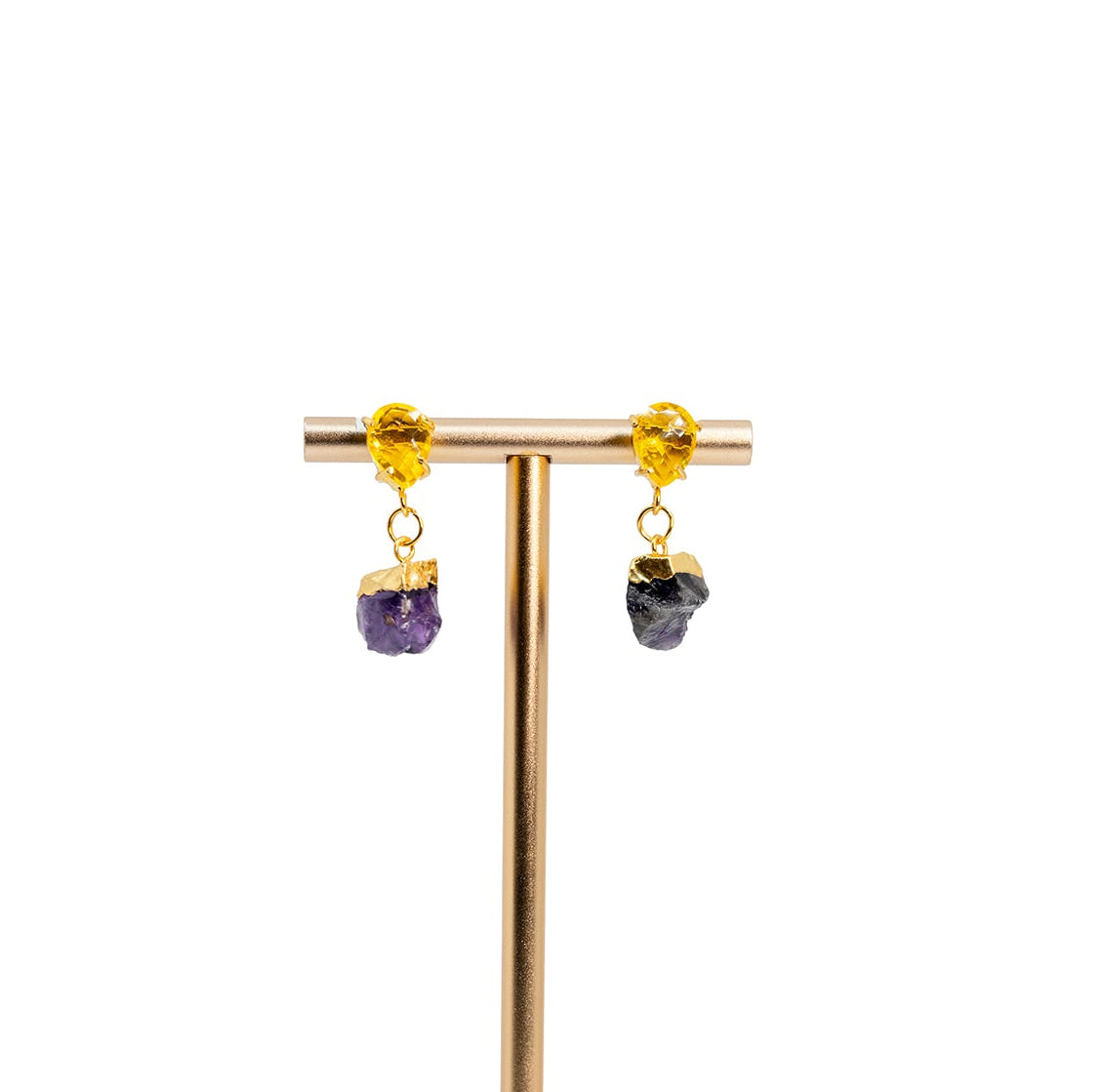 Citrine & Amethyst Drop Earrings