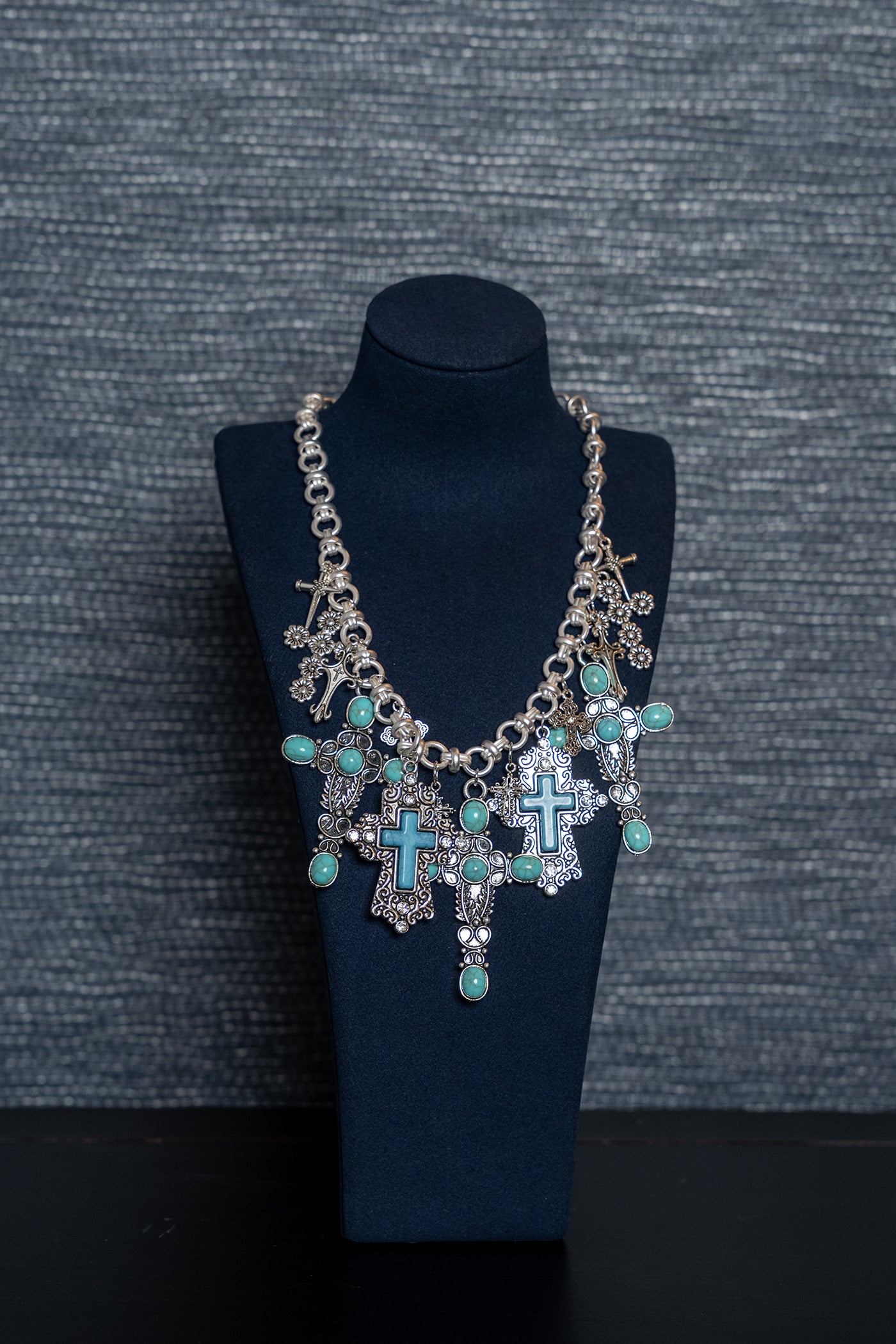 Turquoise Cross Relic Necklace