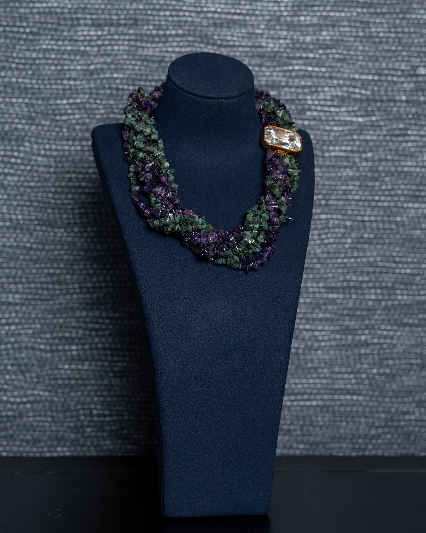 Raw Emerald & Amethyst Torsade Necklace