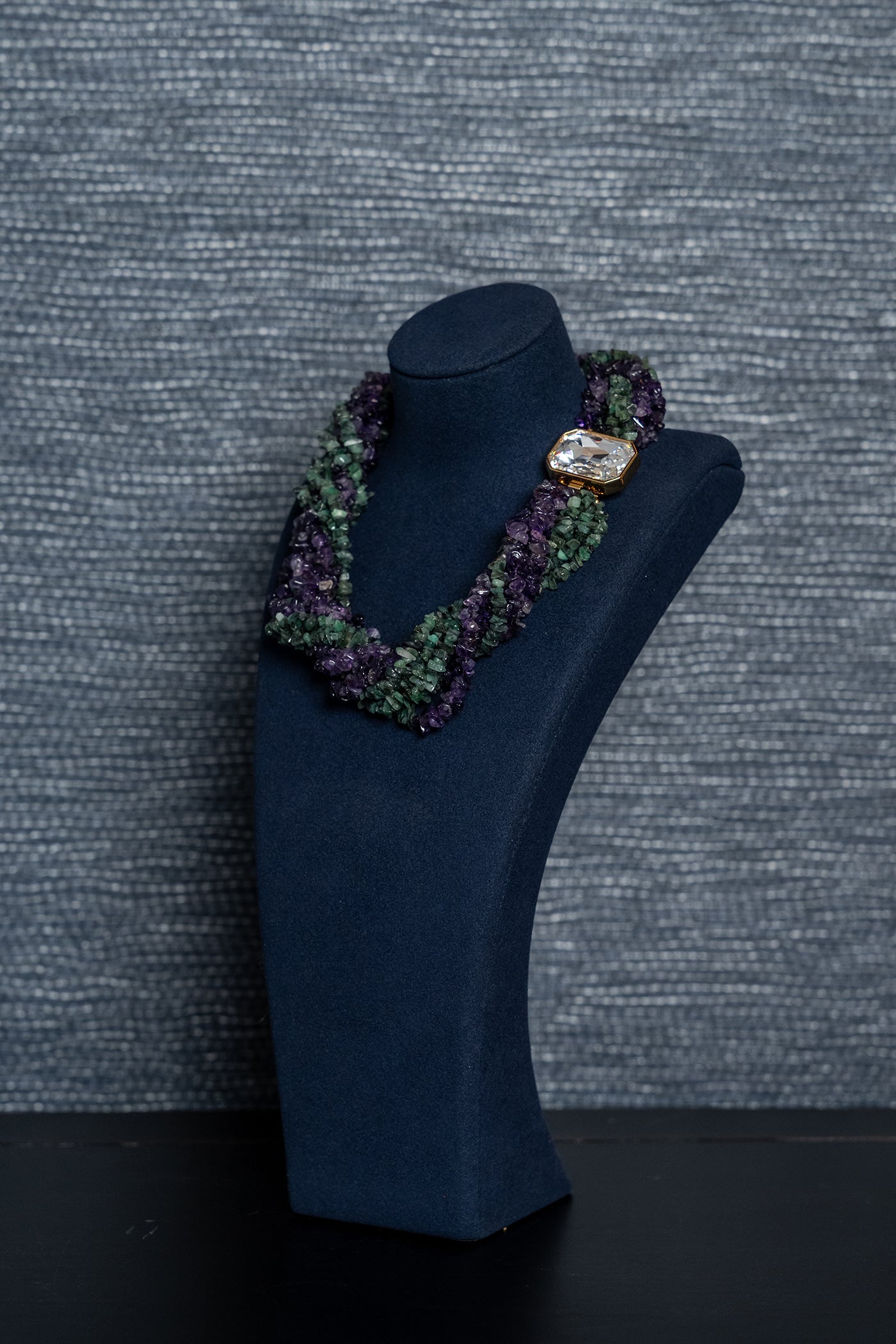 Raw Emerald & Amethyst Torsade Necklace