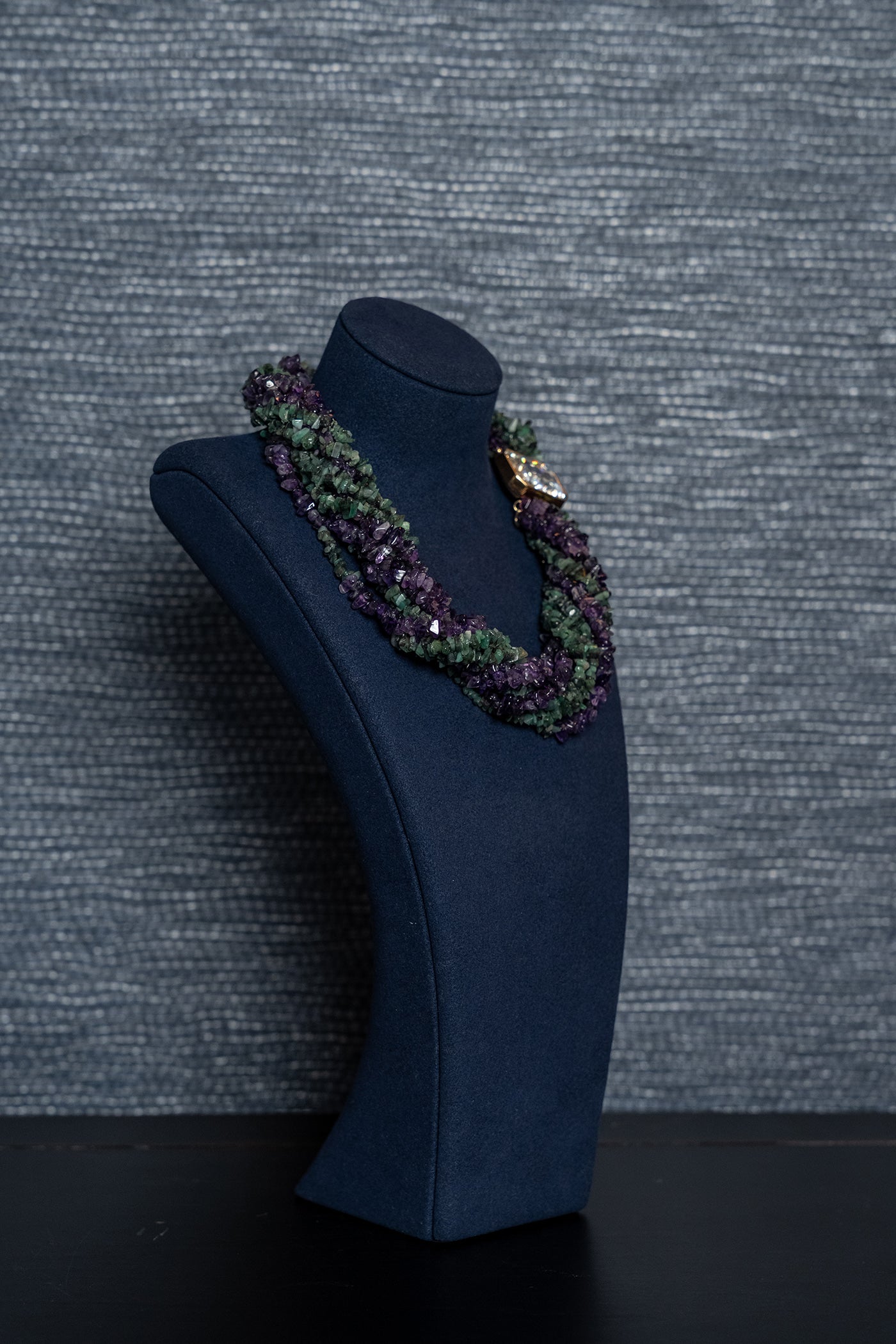 Raw Emerald & Amethyst Torsade Necklace