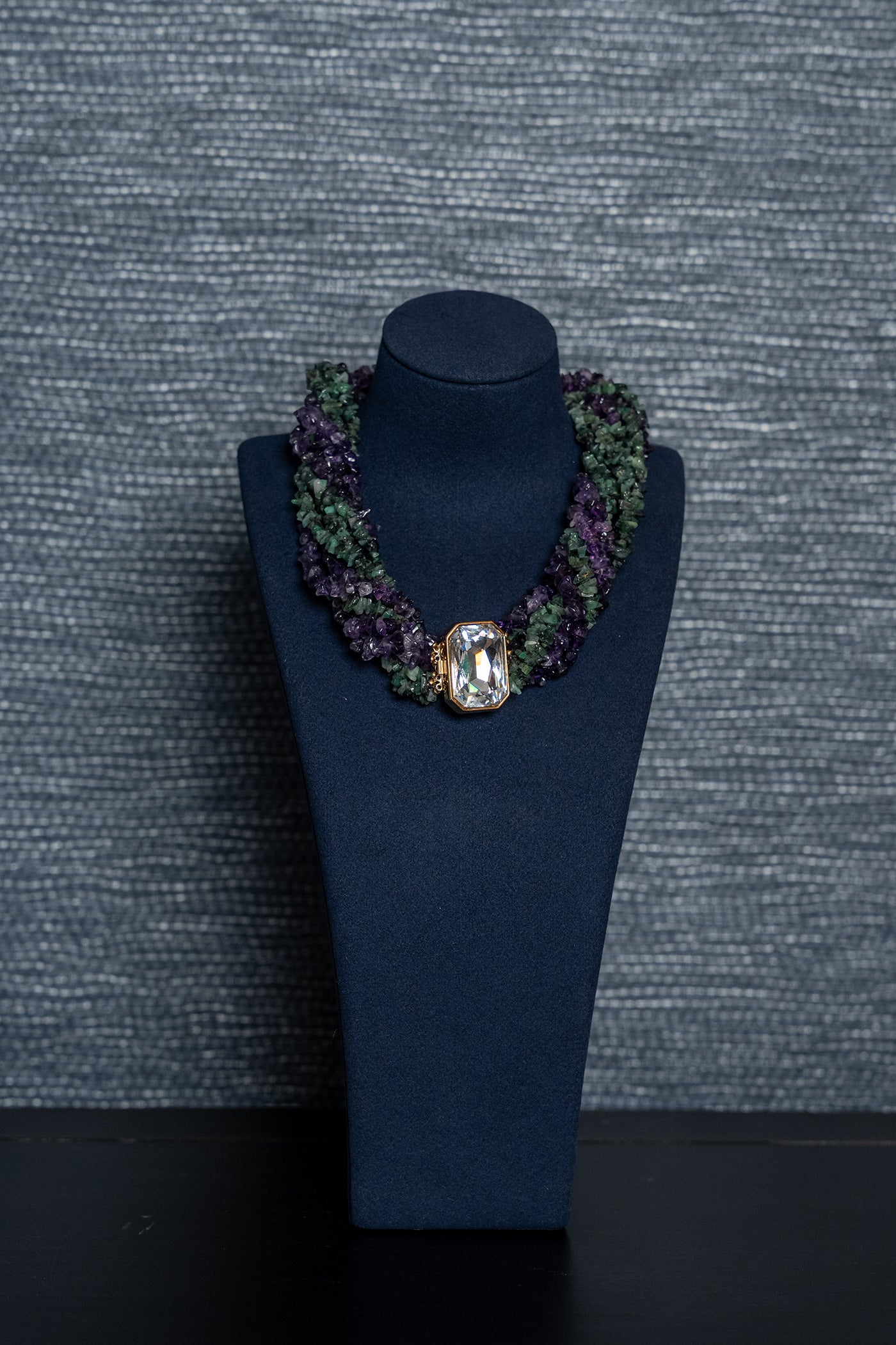 Raw Emerald & Amethyst Torsade Necklace