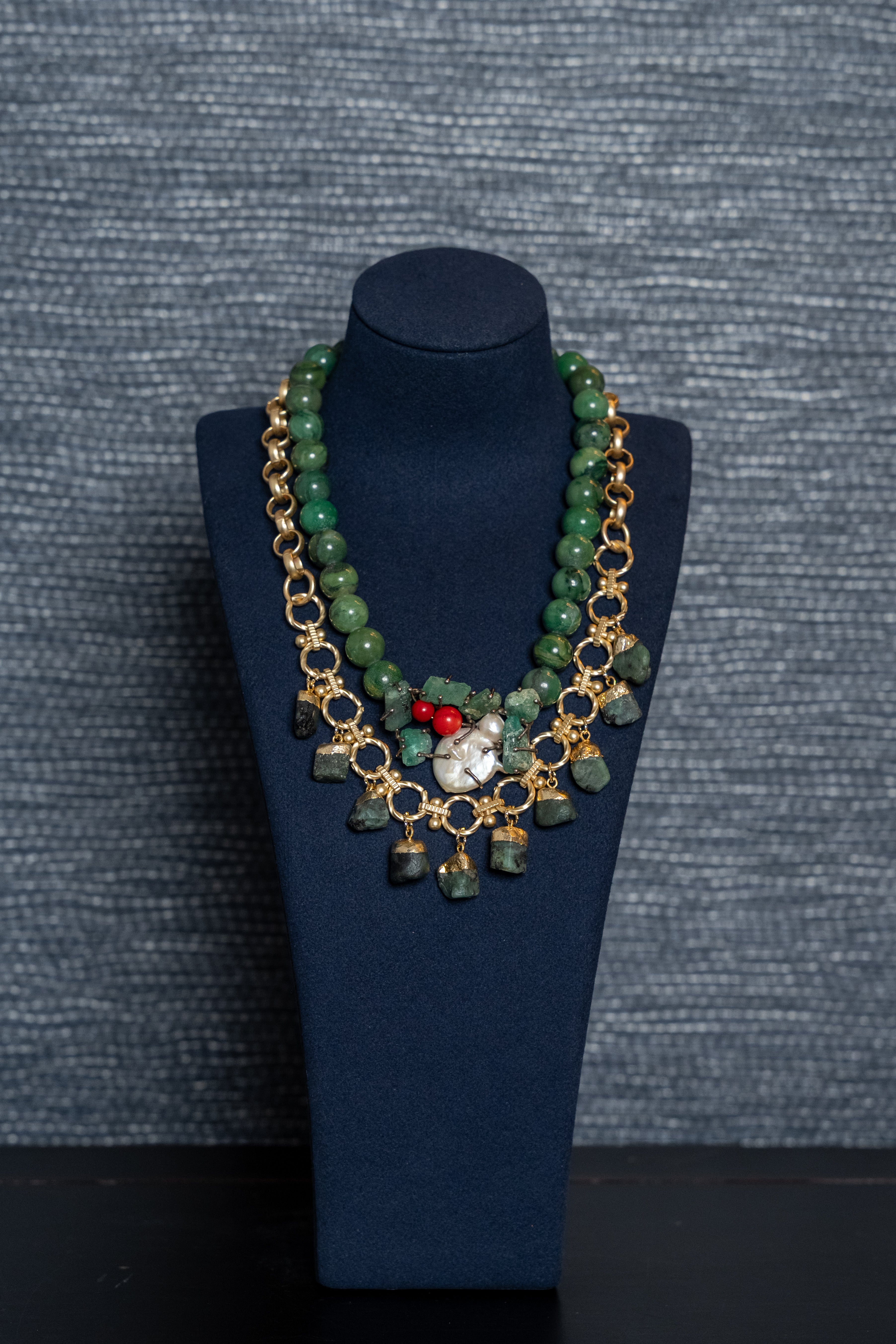 Verdant Jade Harmony Gemstone Emerald Necklace