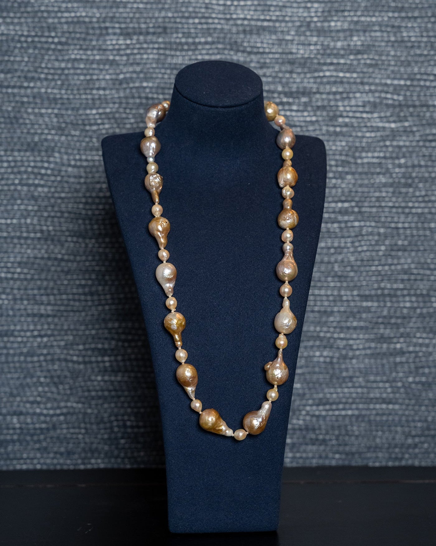 Gold Baroque Pearl Necklace