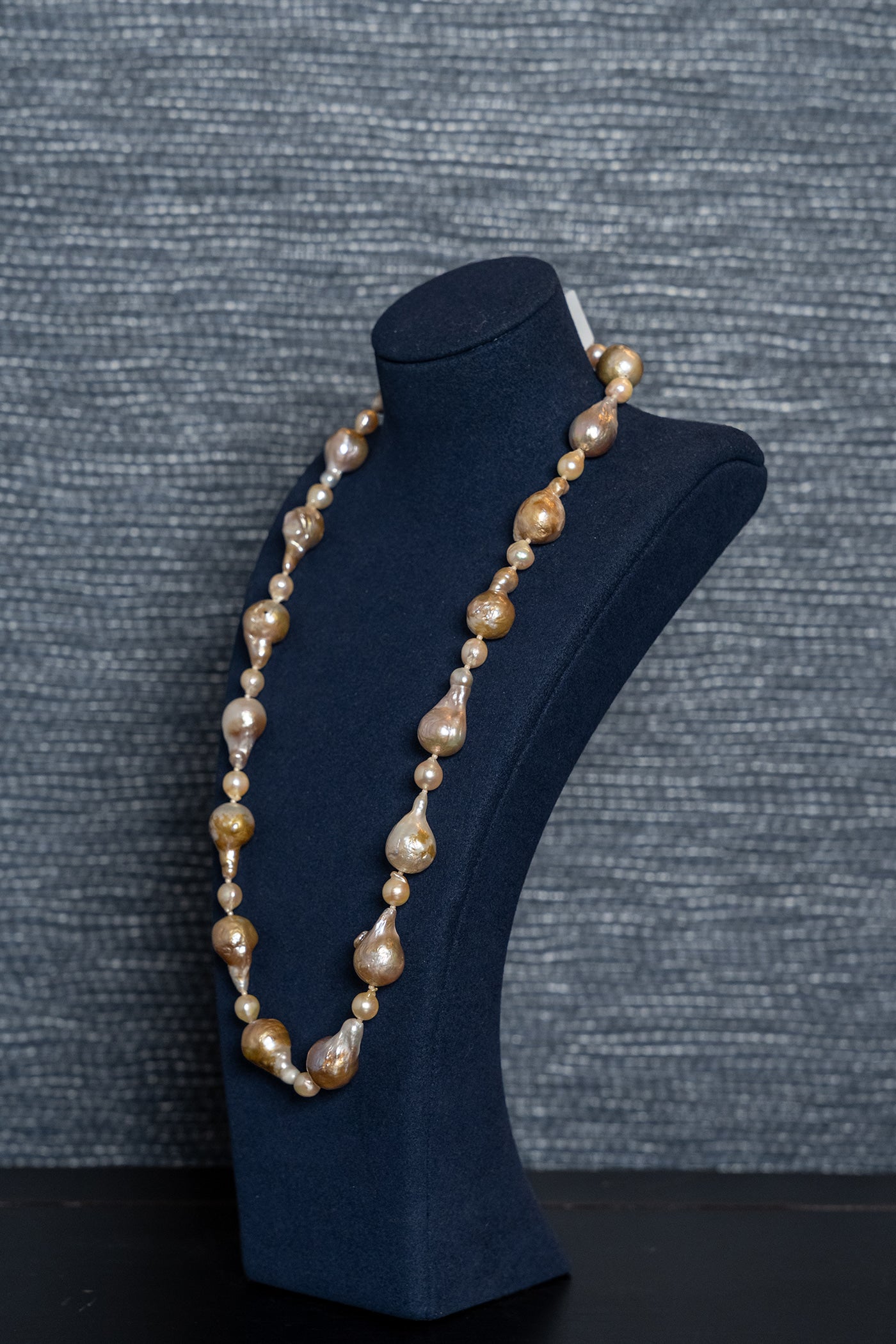 Gold Baroque Pearl Necklace