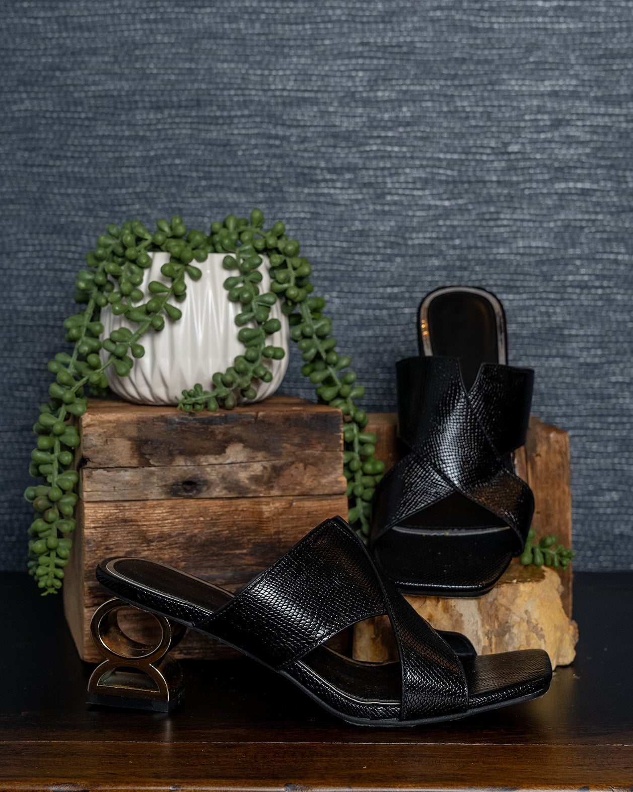 Midnight Curve Heeled Sandals