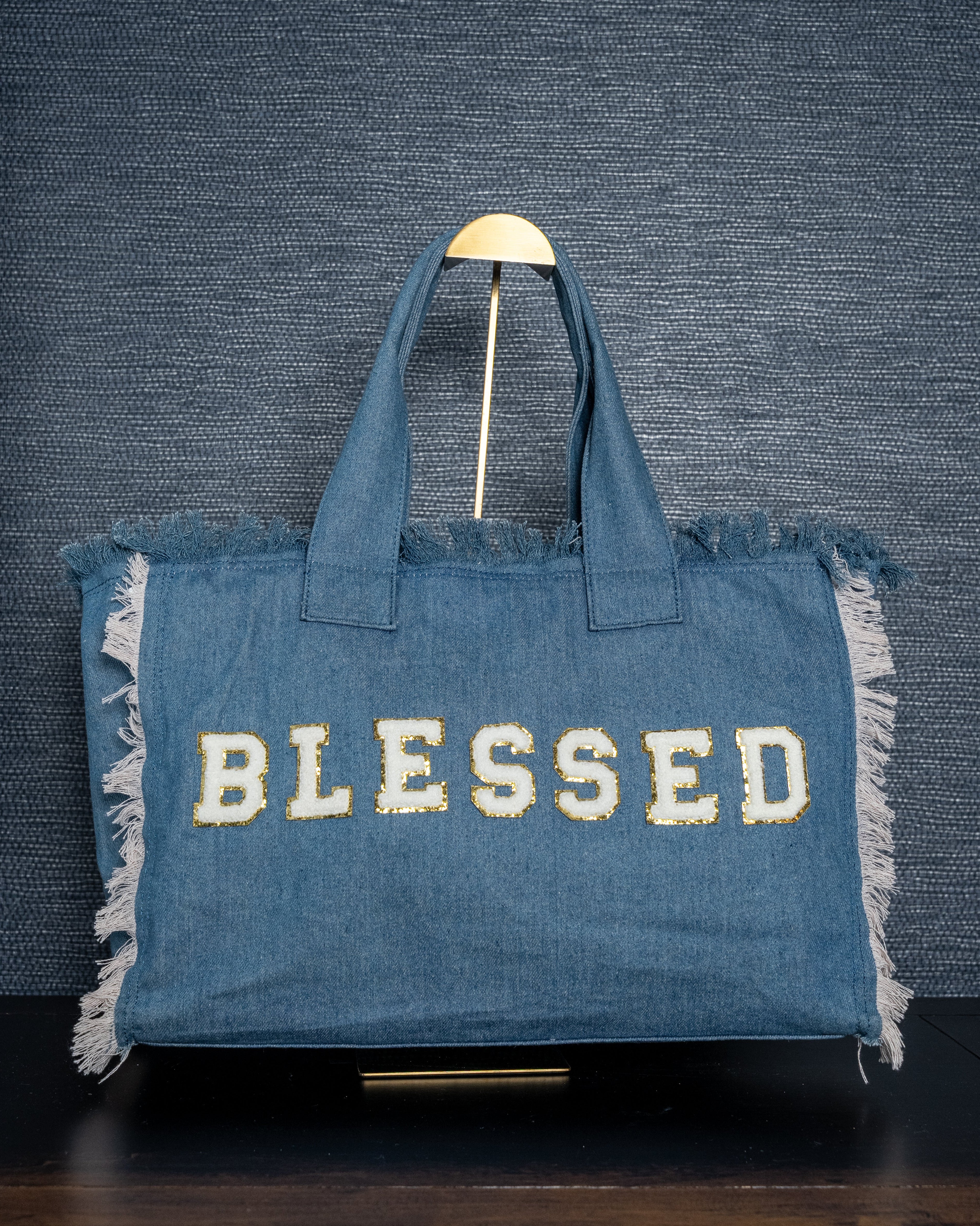 Denim Blue Jean BLESSED in White