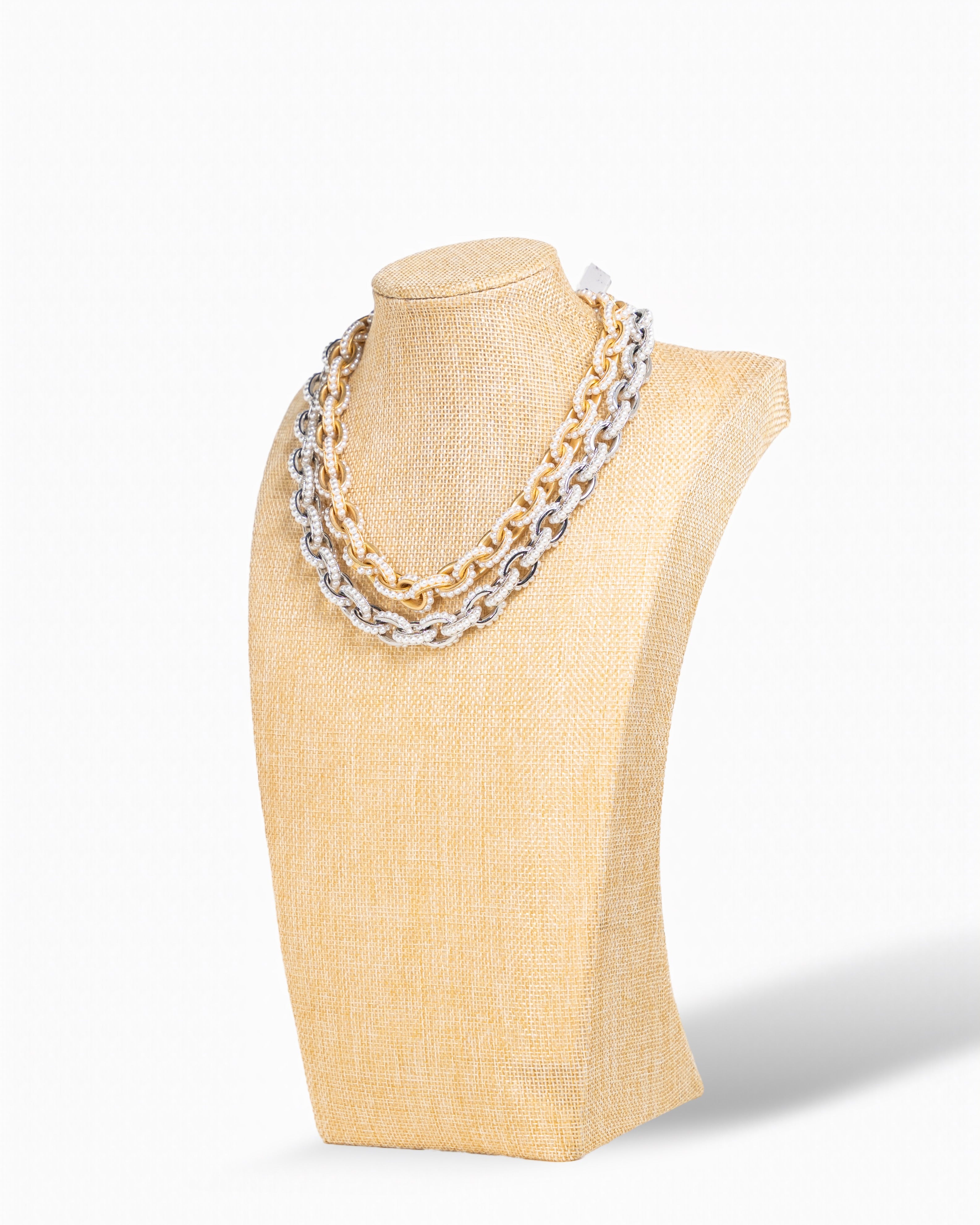 Twisted Pearl Elegance Necklace- Silver or Gold