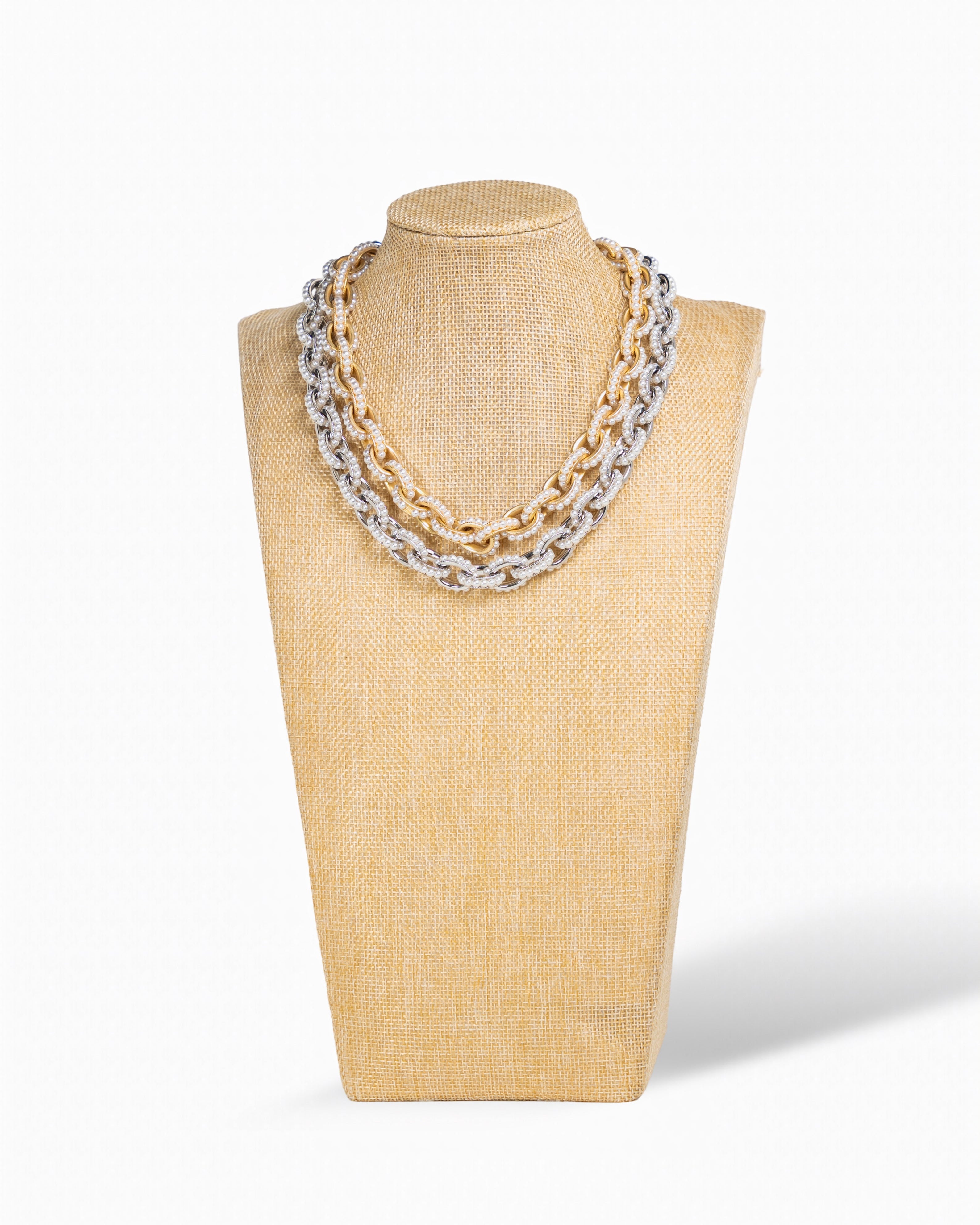 Twisted Pearl Elegance Necklace- Silver or Gold