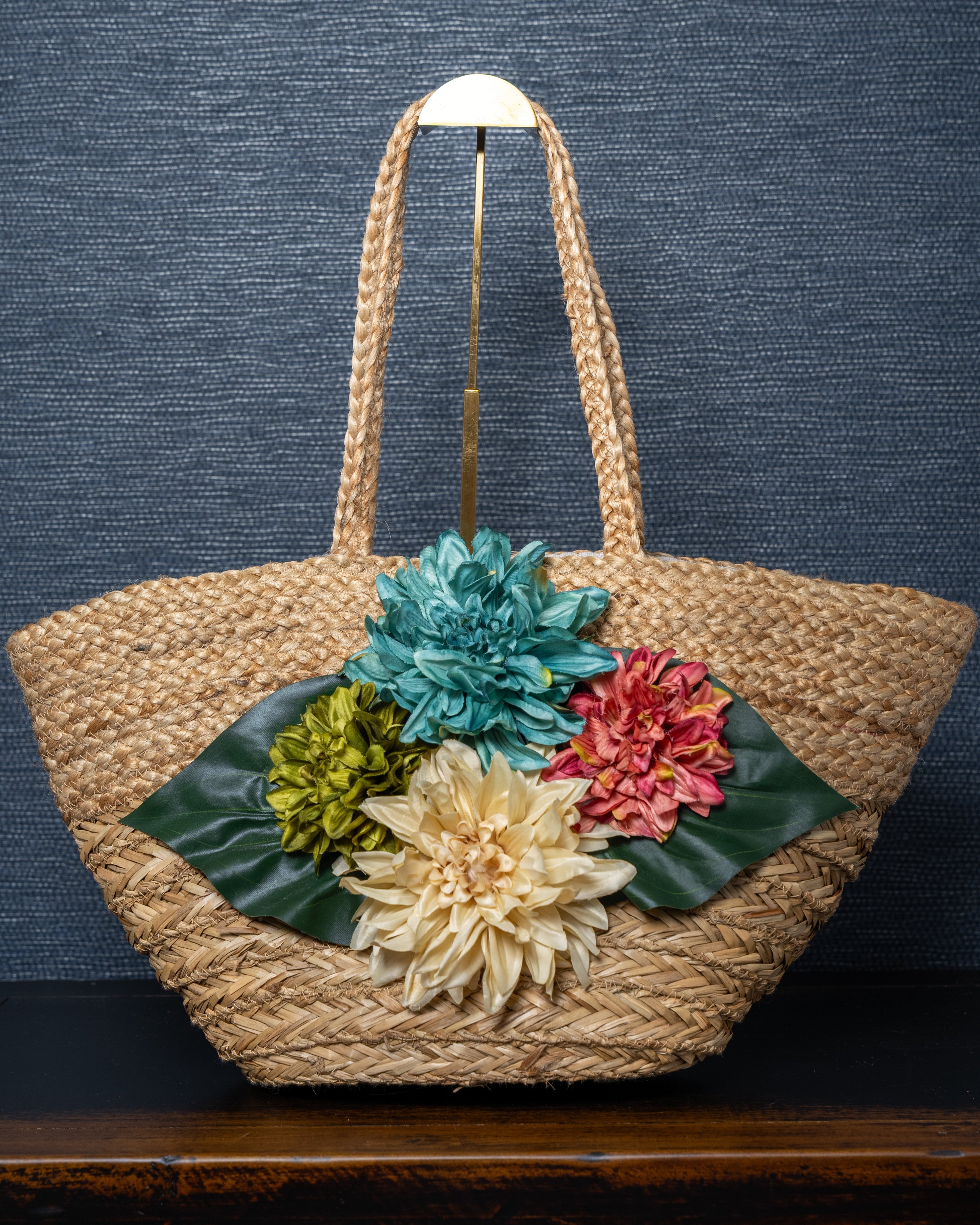Floral Garden Raffia Tote – Handcrafted with Colorful
