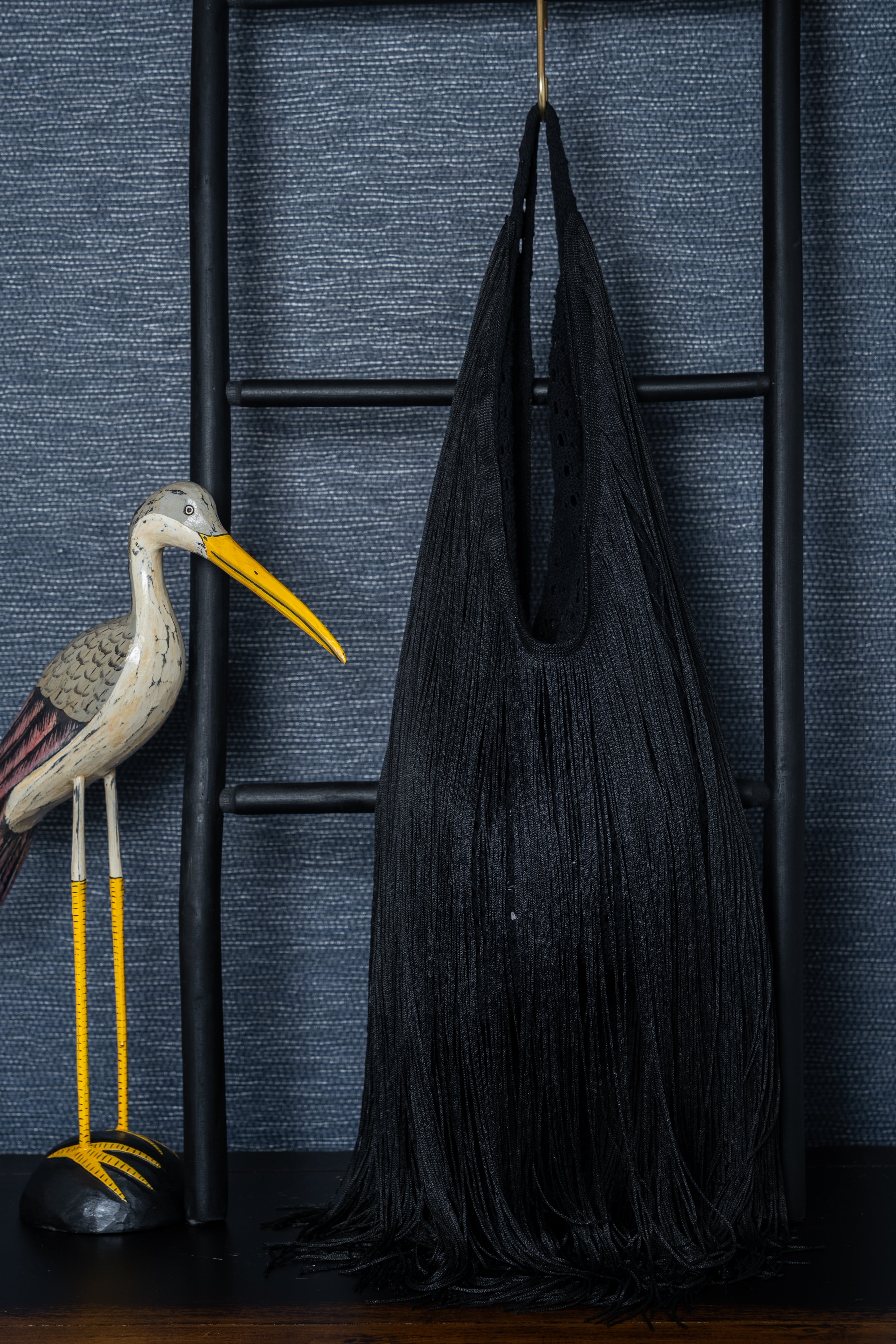 Crochet Fringe Boho Shoulder Bag – Black or Coconut