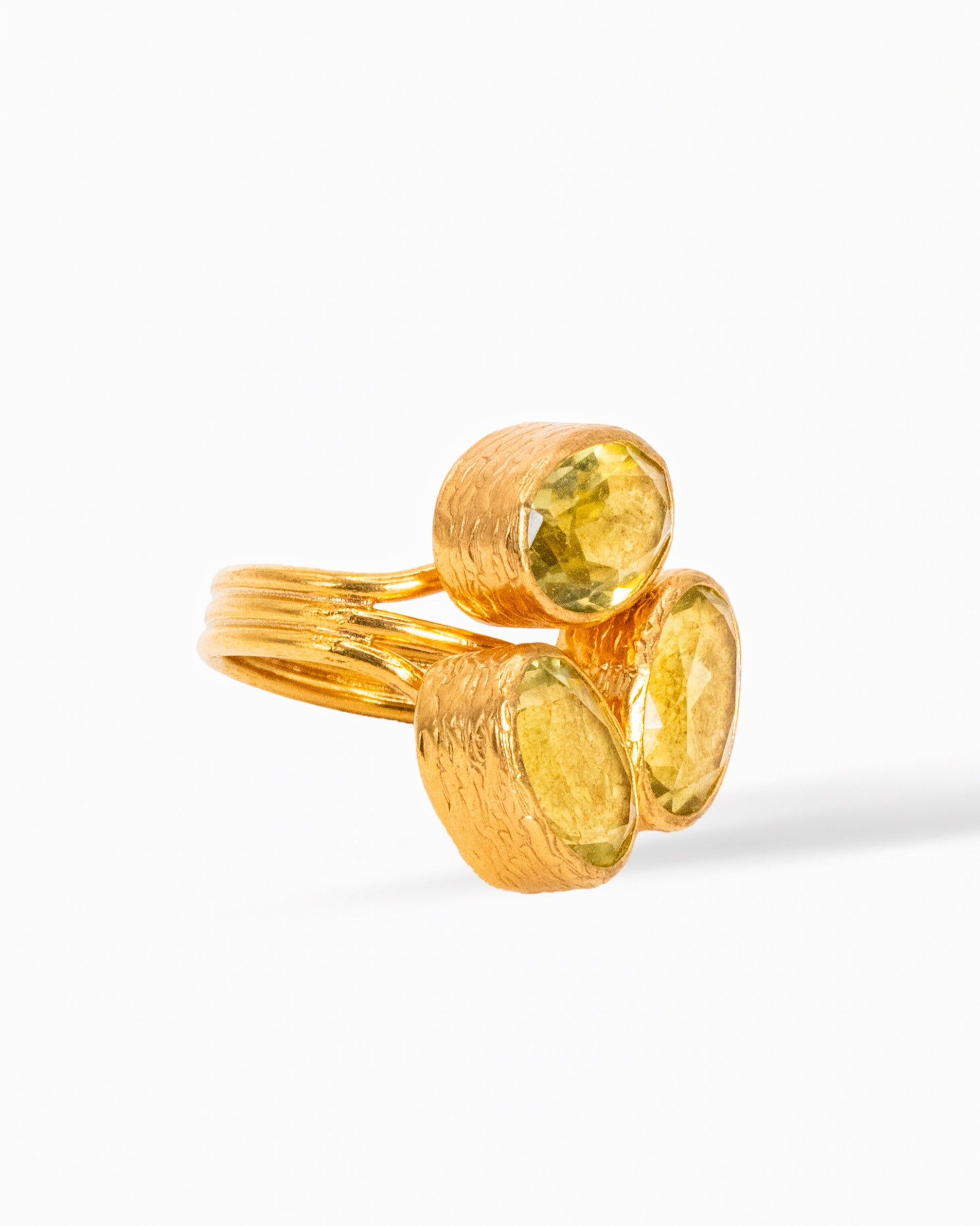 Triple Citrine Glow Ring – Stacked Sunshine Sparkle