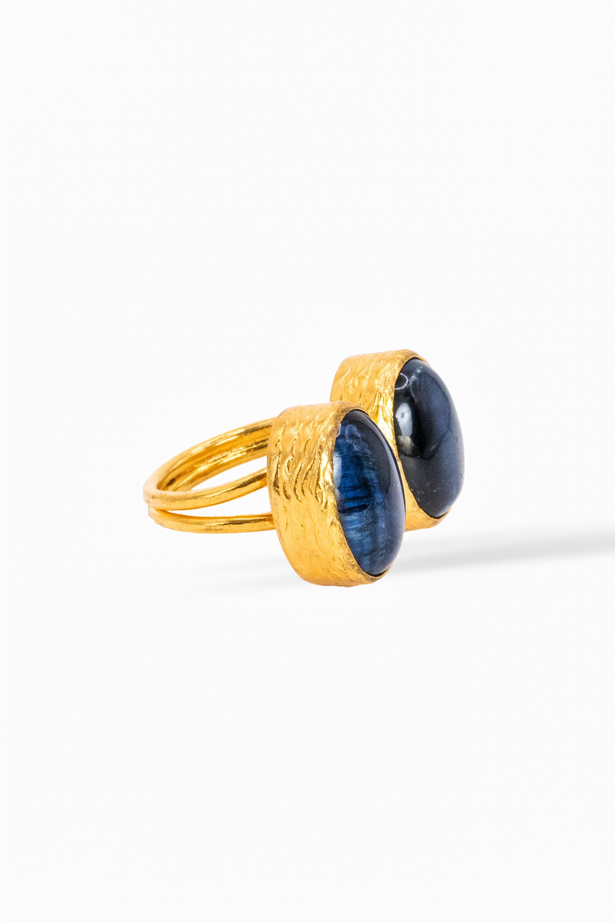 Midnight Blue Twin Cabochons in Gold