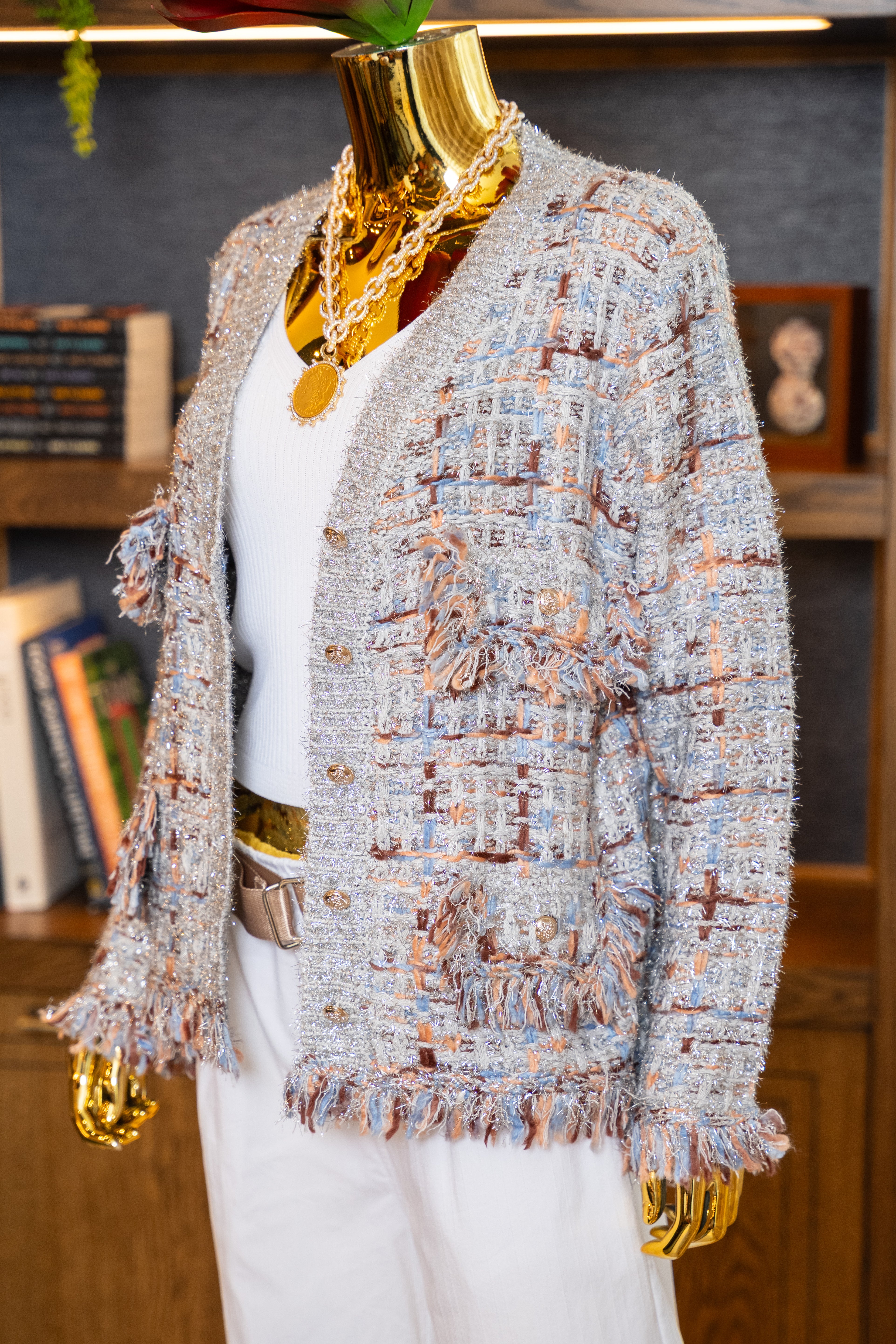 Chic Tweed Fringe Cardigan Jacket