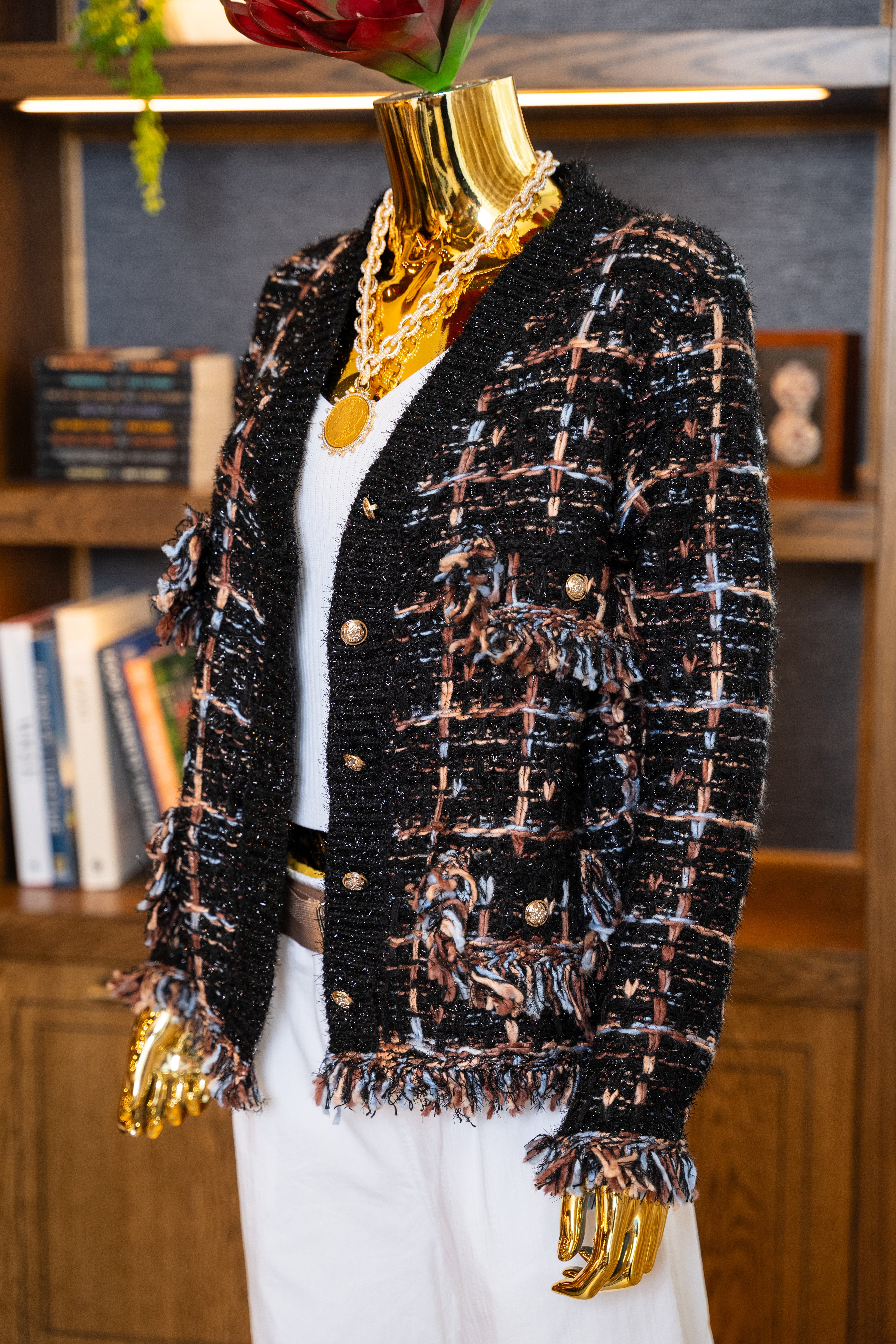 Chic Tweed Fringe Cardigan Jacket