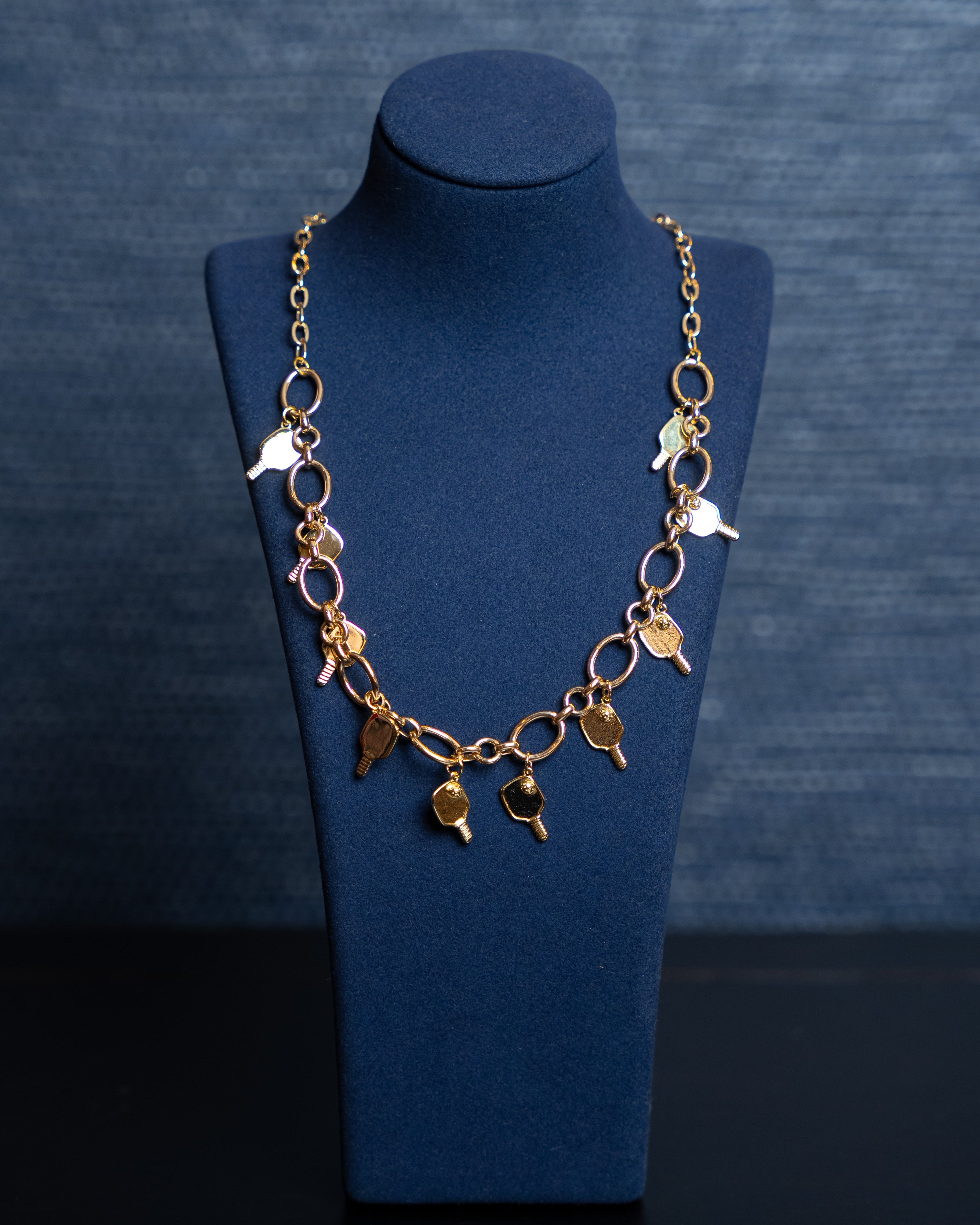 Golden Pickleball Charm Necklace