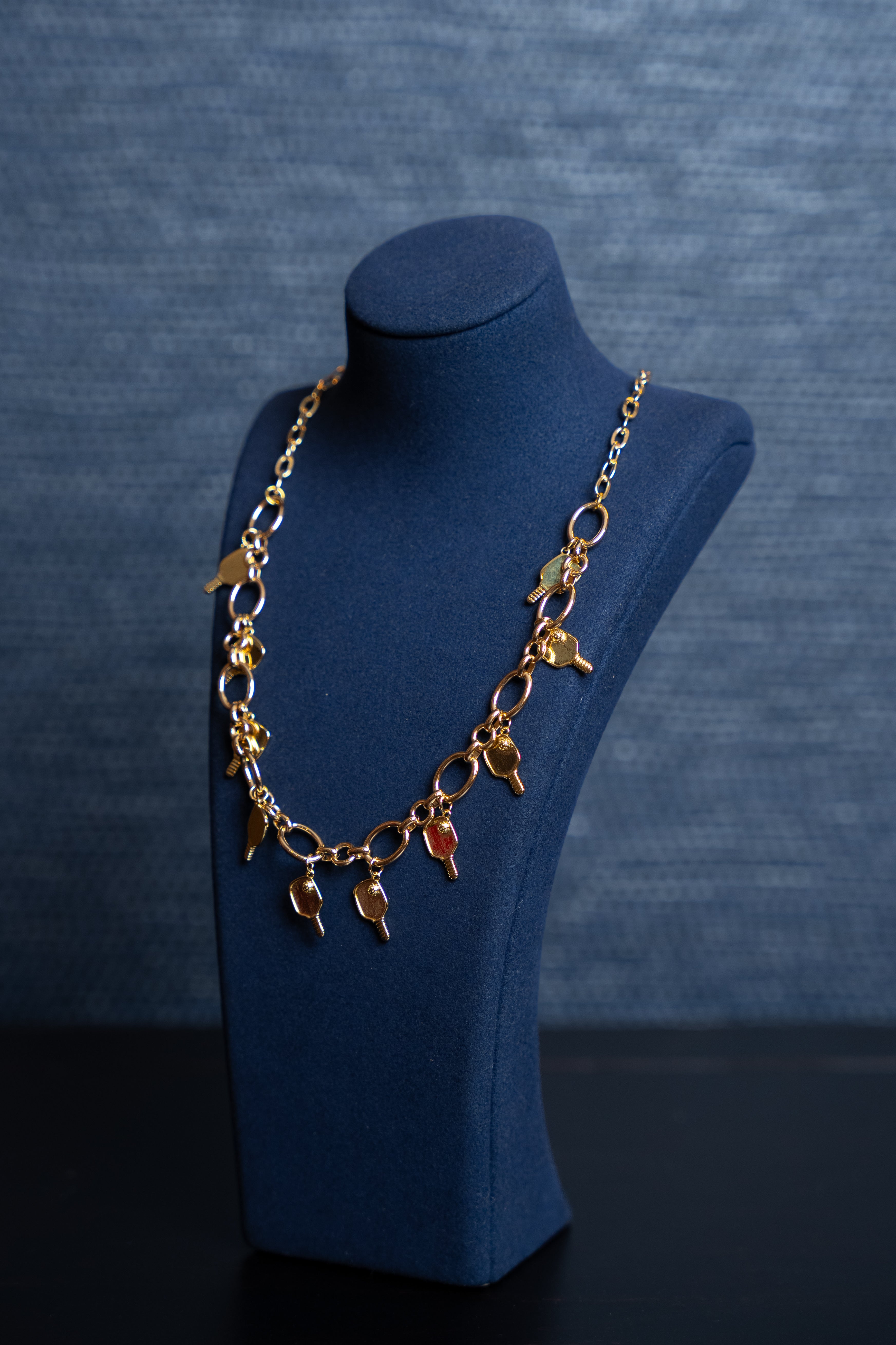 Golden Pickleball Charm Necklace