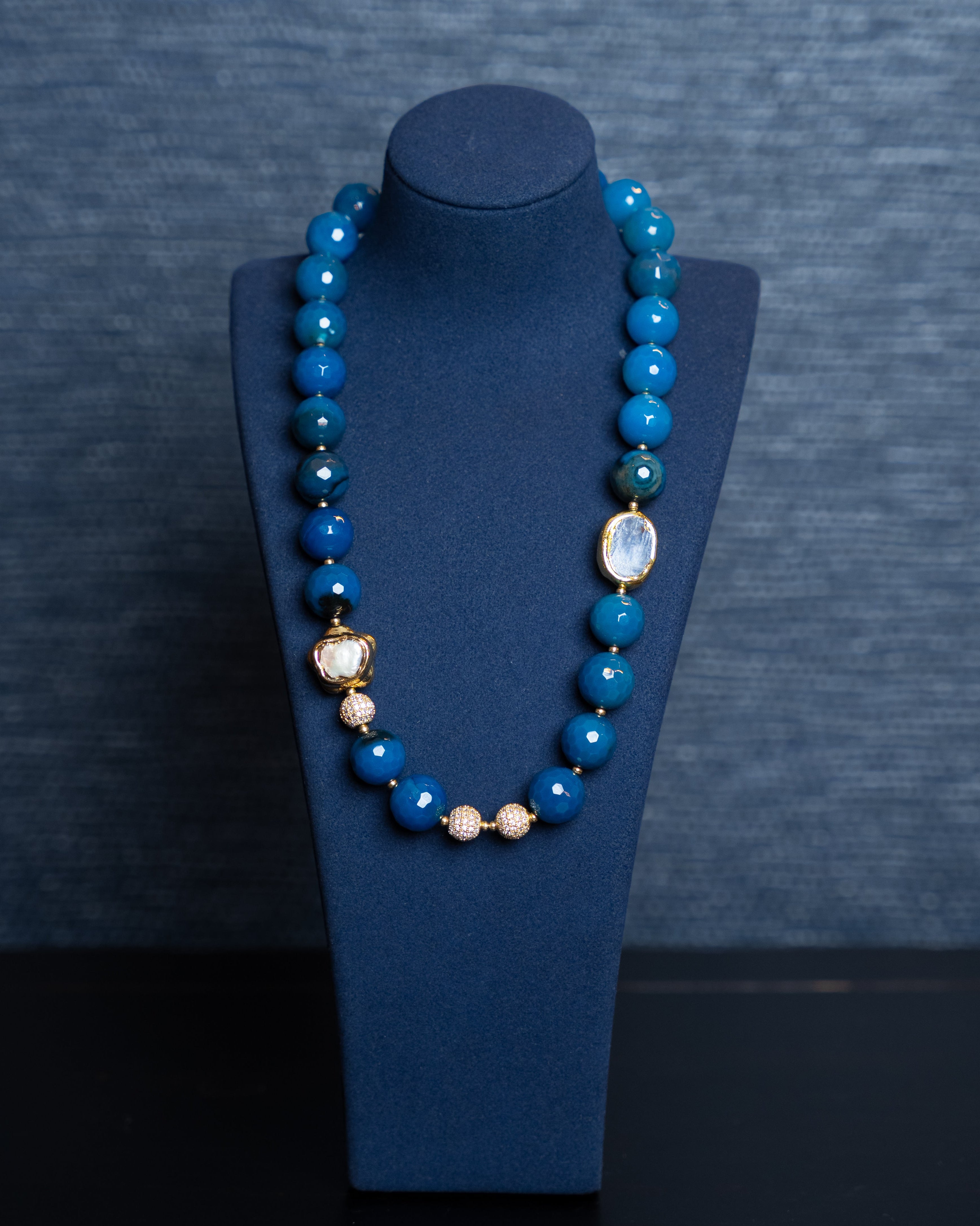 Azure Elegance Beaded Necklace