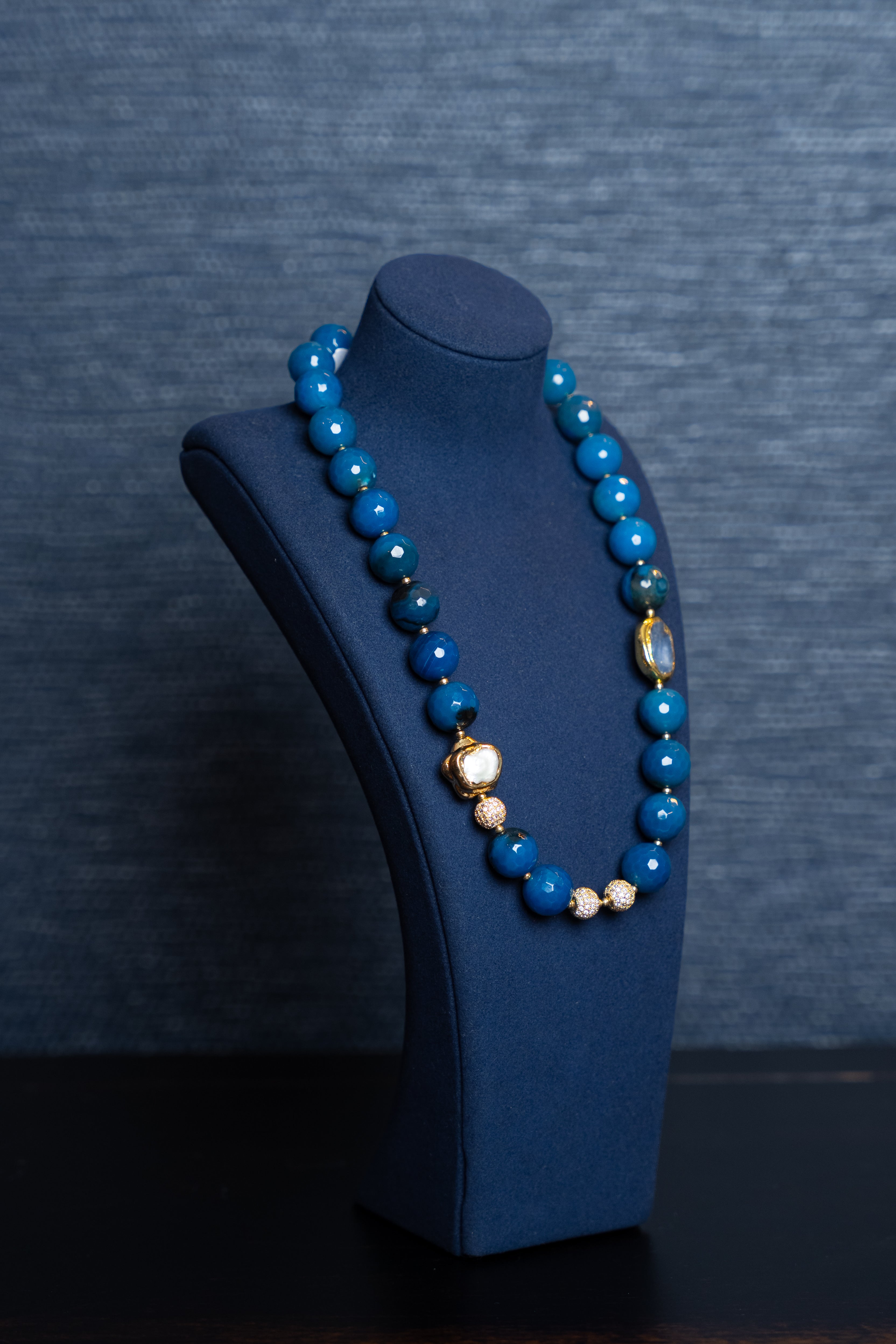 Azure Elegance Beaded Necklace