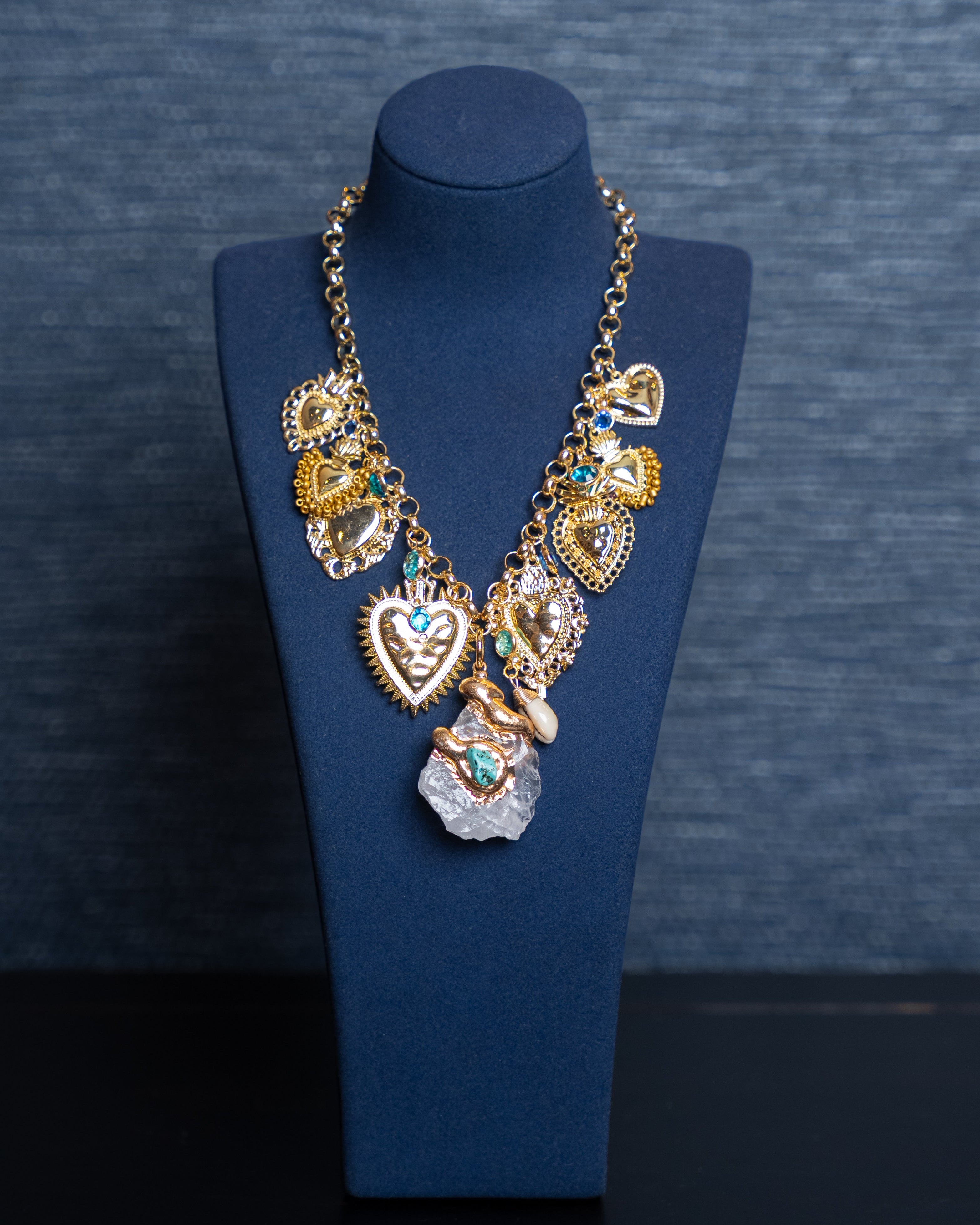 Golden Sacred Heart Relic Necklace