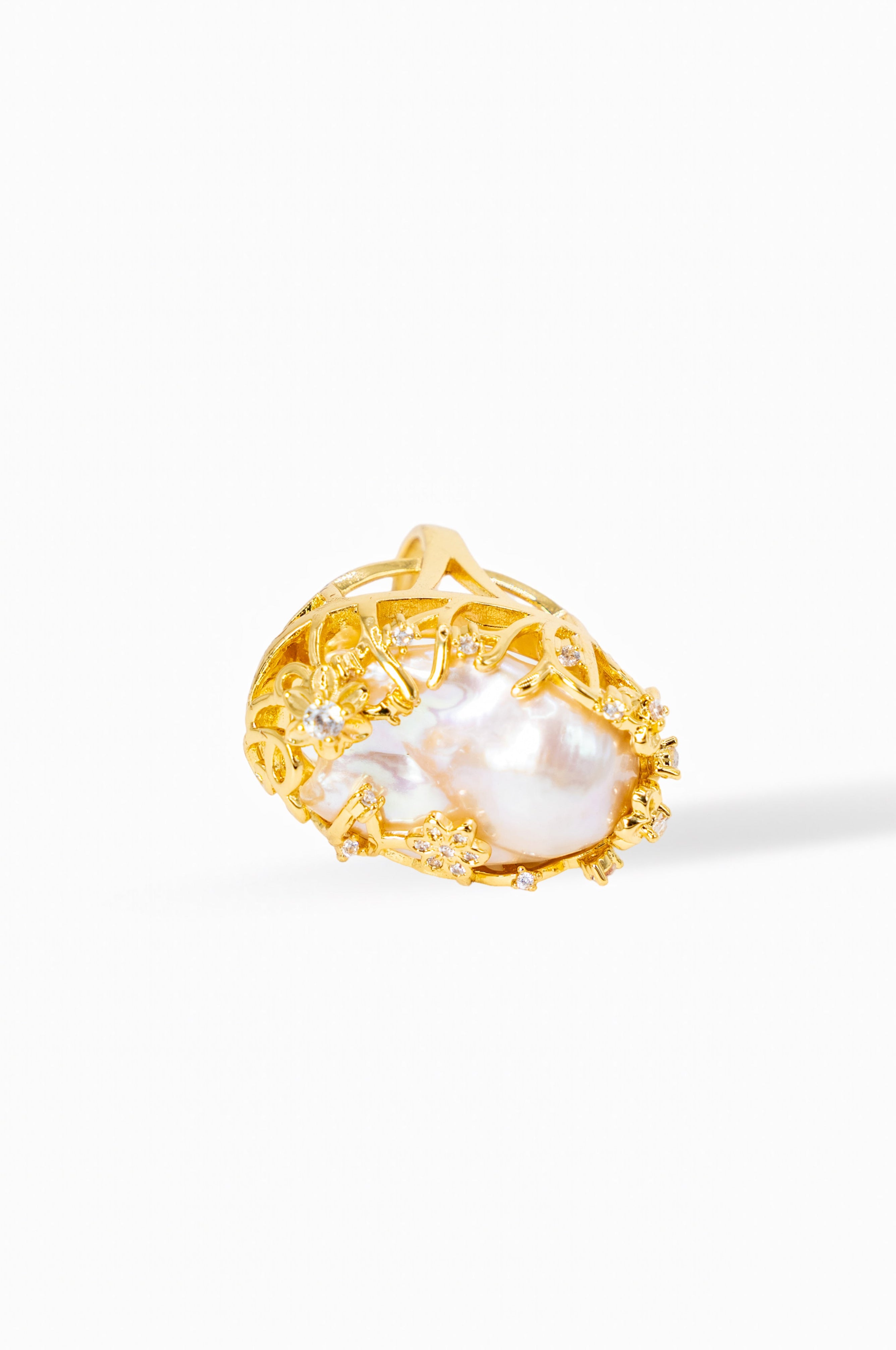 Baroque Pearl Royal Gold Ring