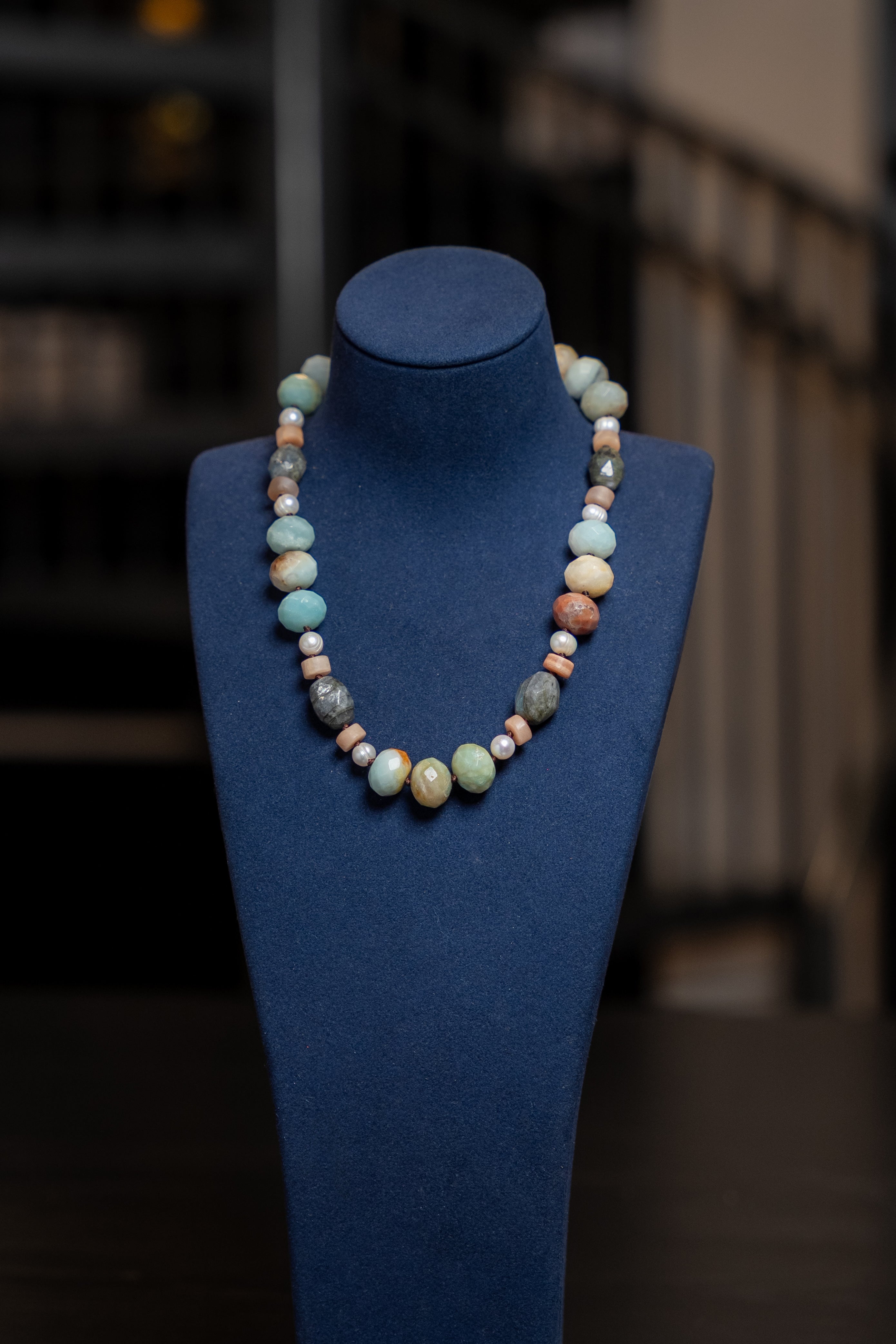 Soft Stone & Pearl Strand Necklace
