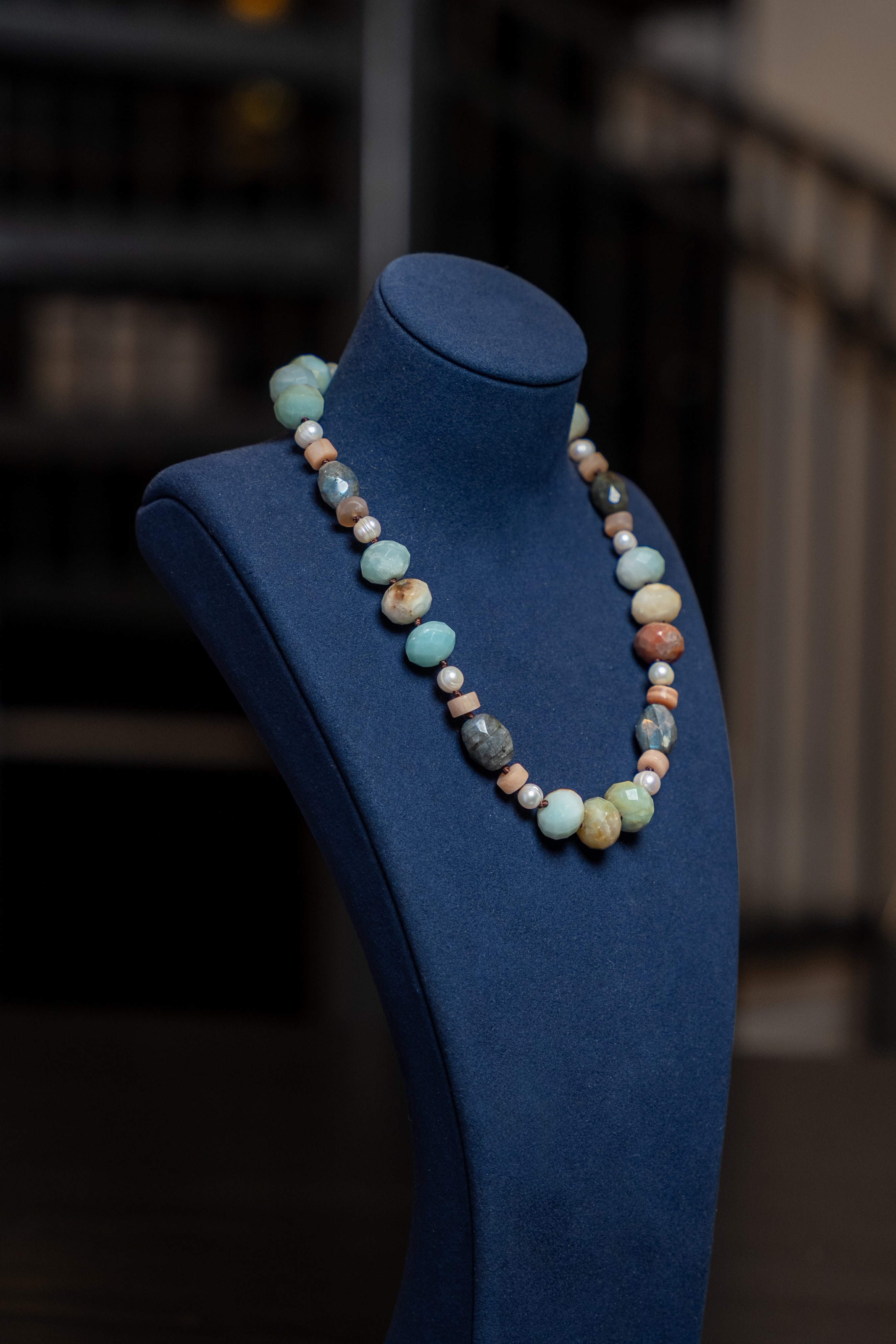 Soft Stone & Pearl Strand Necklace