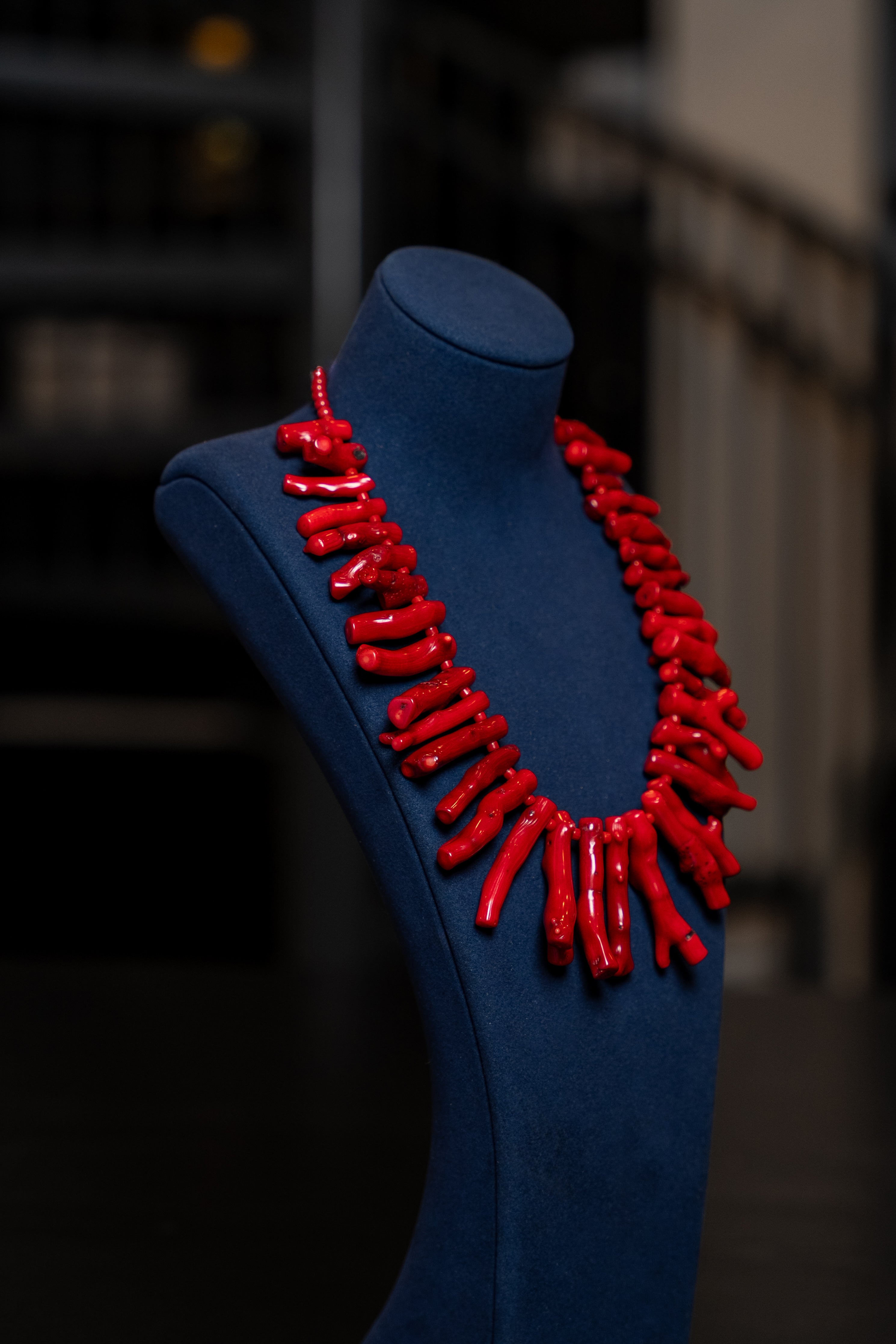 Fiery Coral Branch Statement Necklace