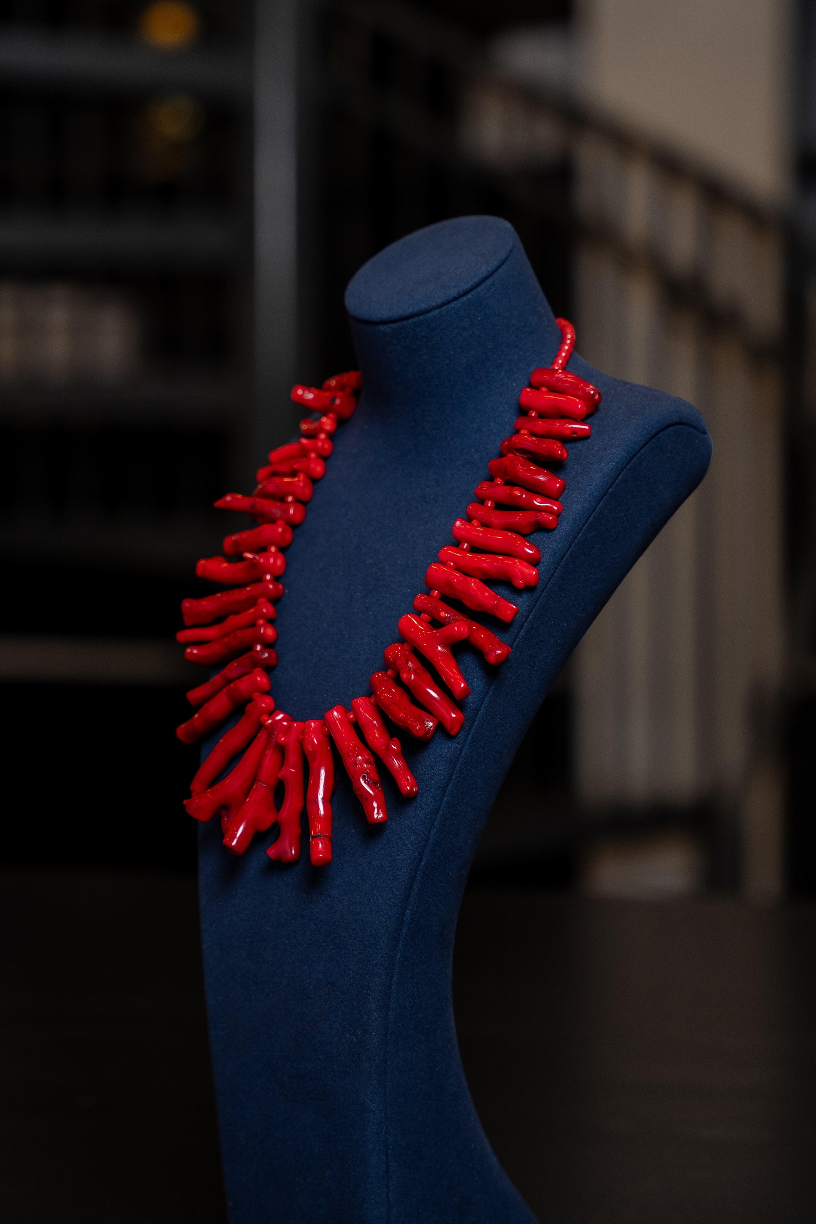 Fiery Coral Branch Statement Necklace