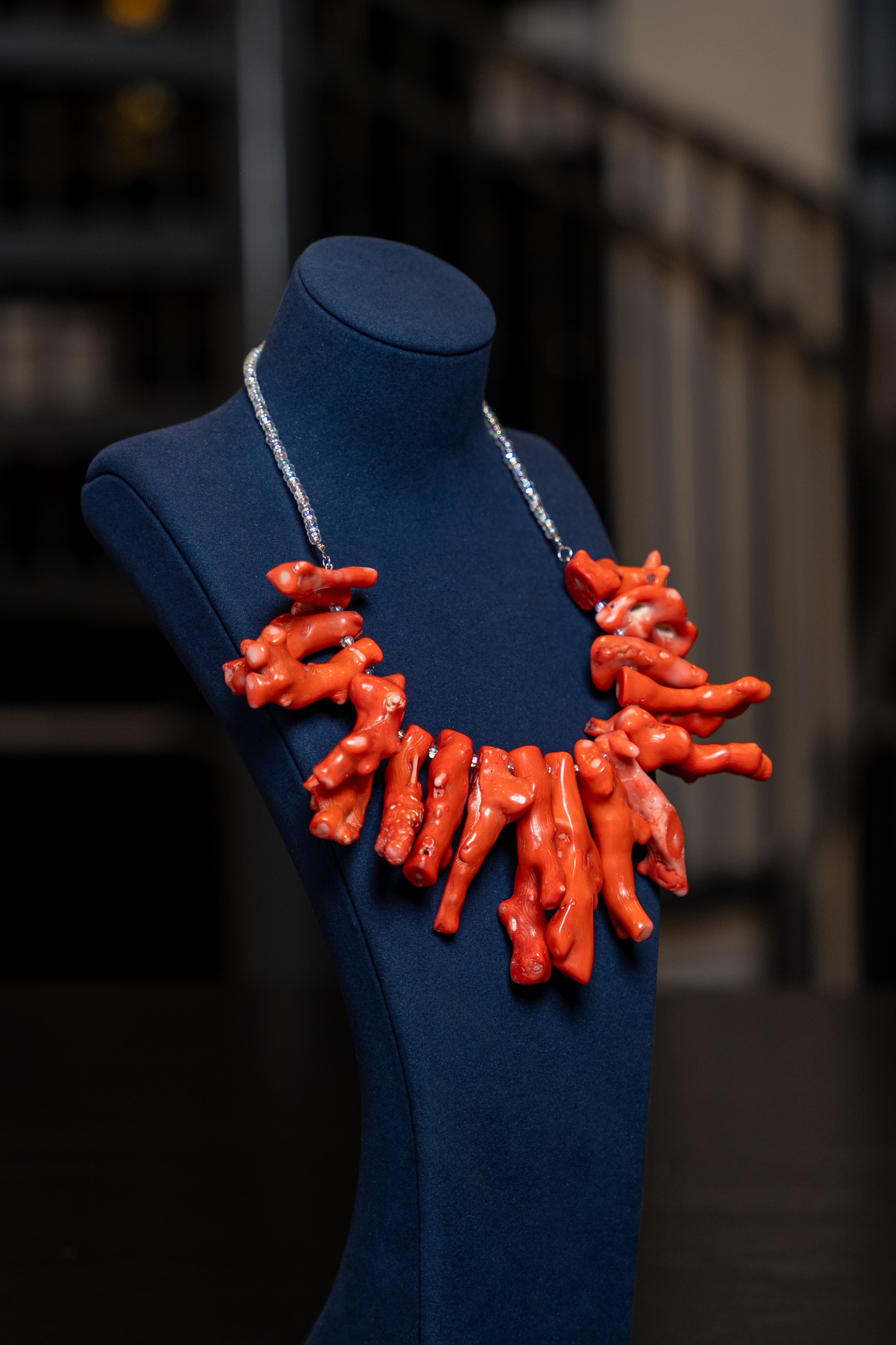 Natural Coral Branch Drop Necklace