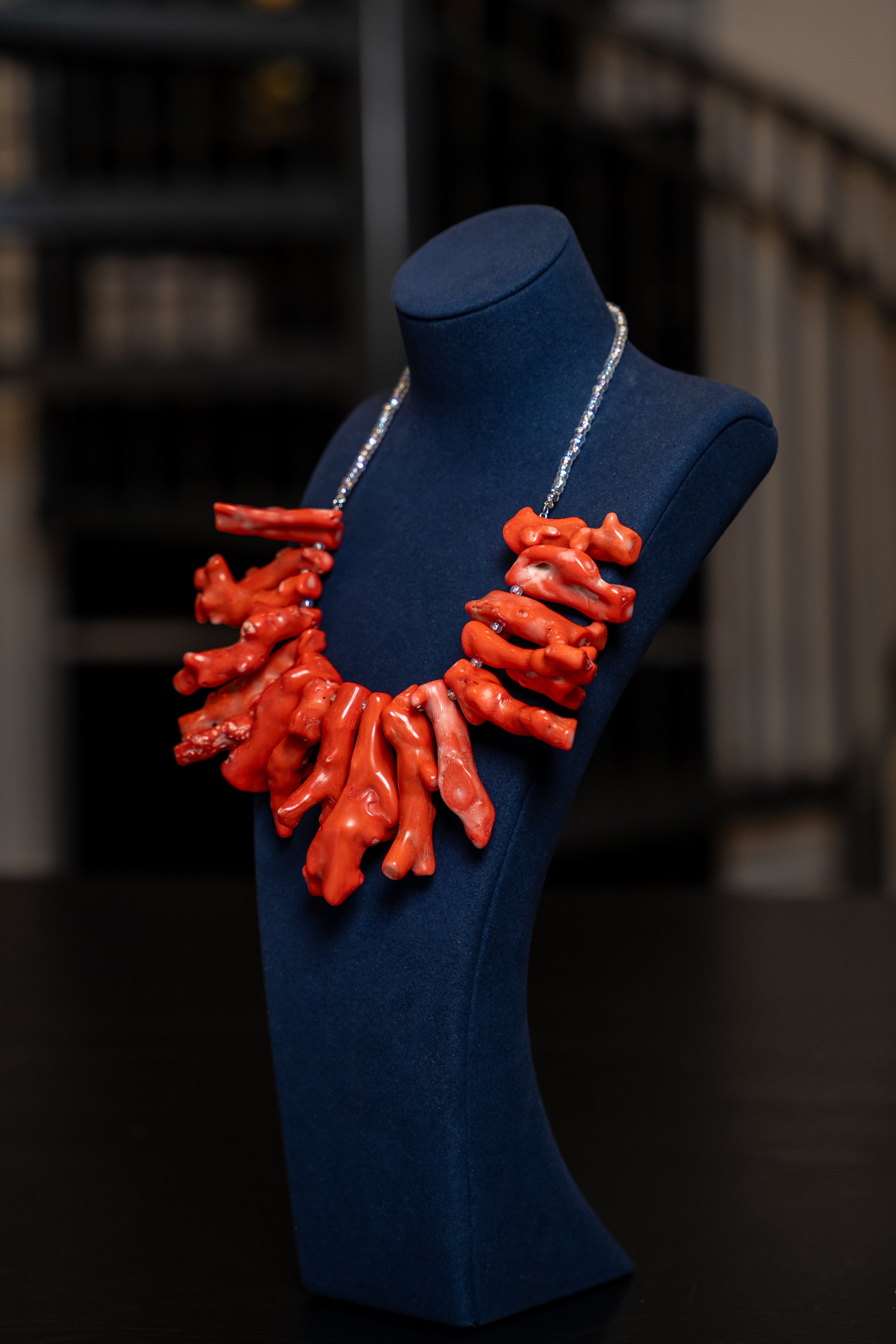 Natural Coral Branch Drop Necklace