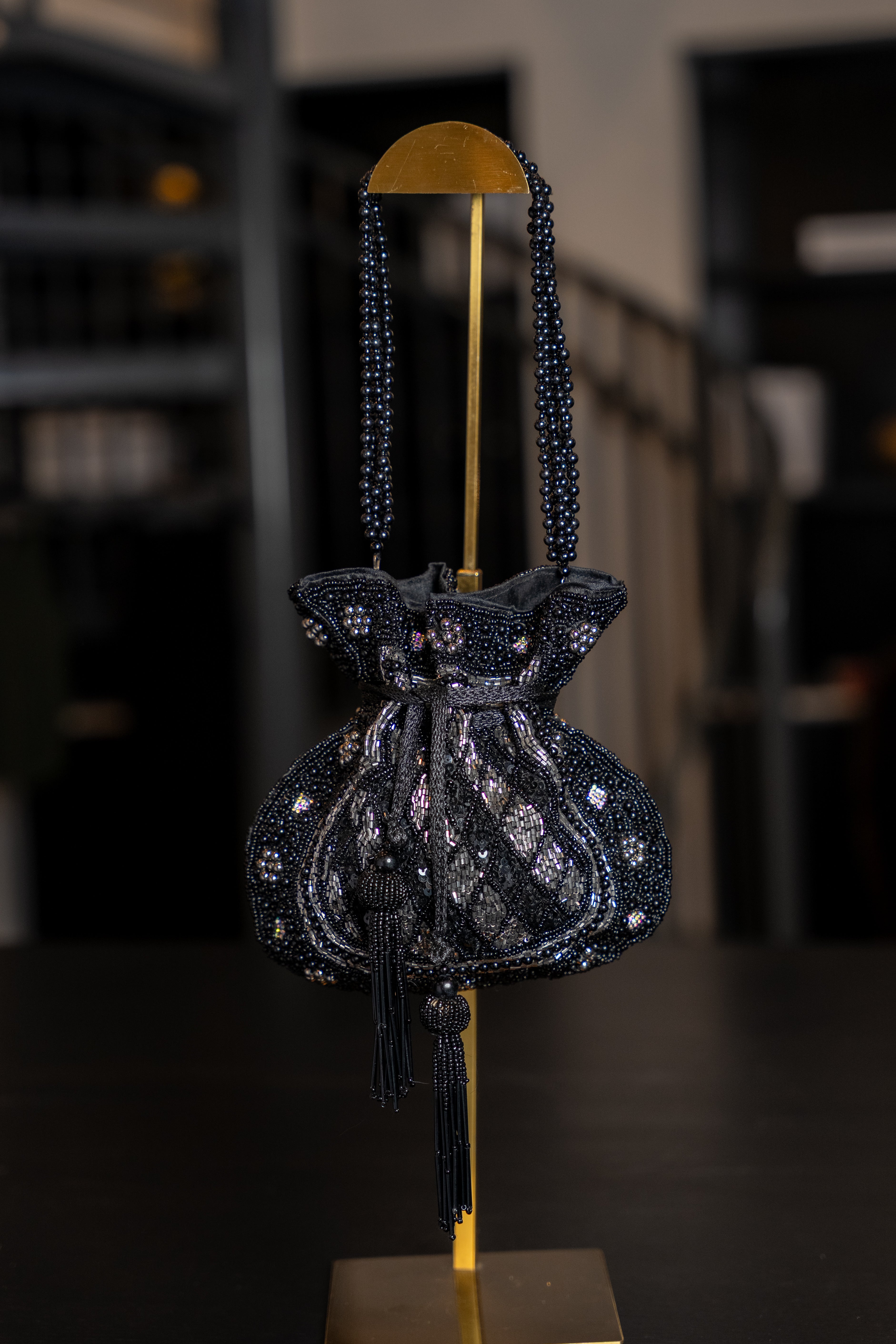 Onyx Beaded Potli Bag