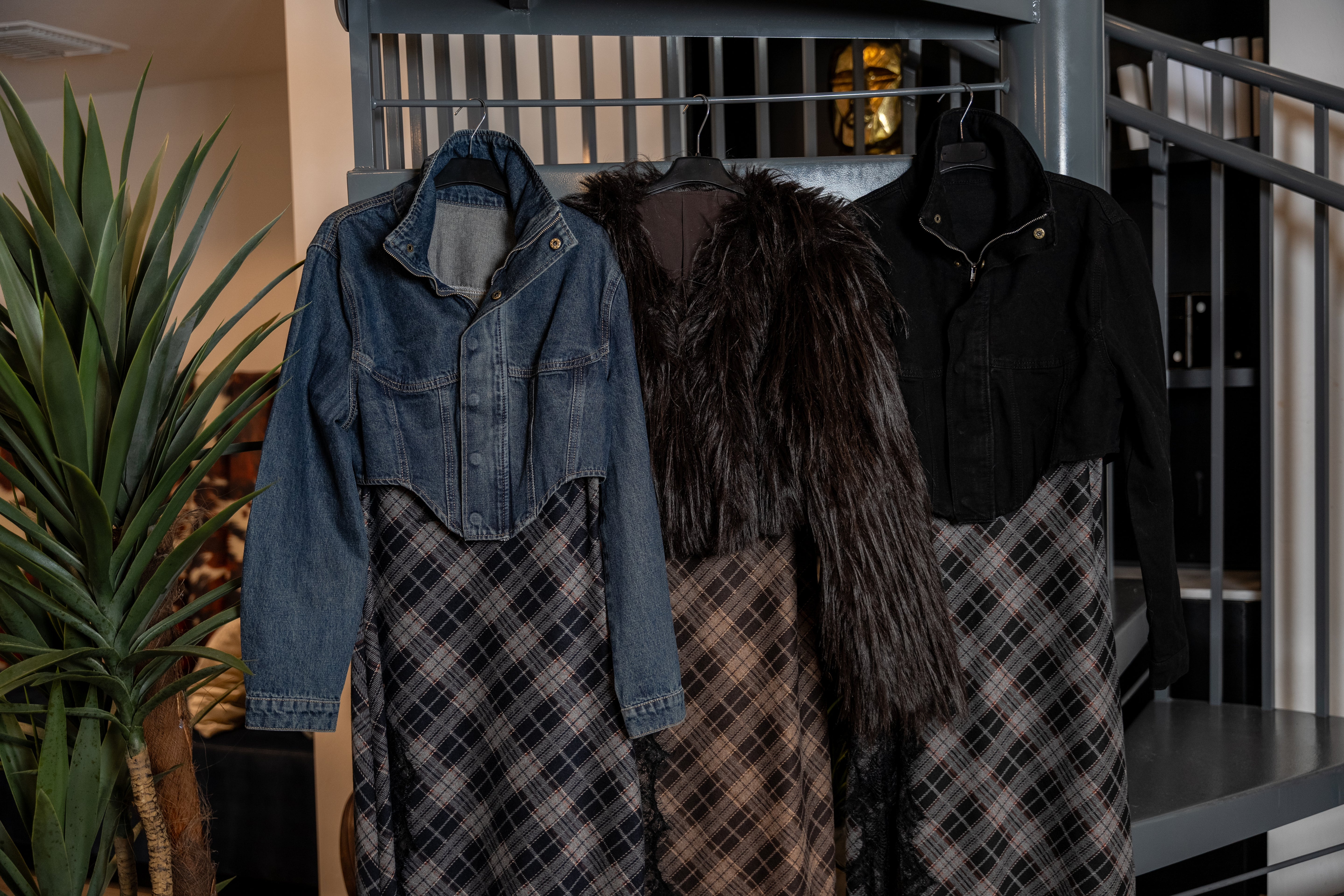 Plaid Lace-Trim Slip Dress