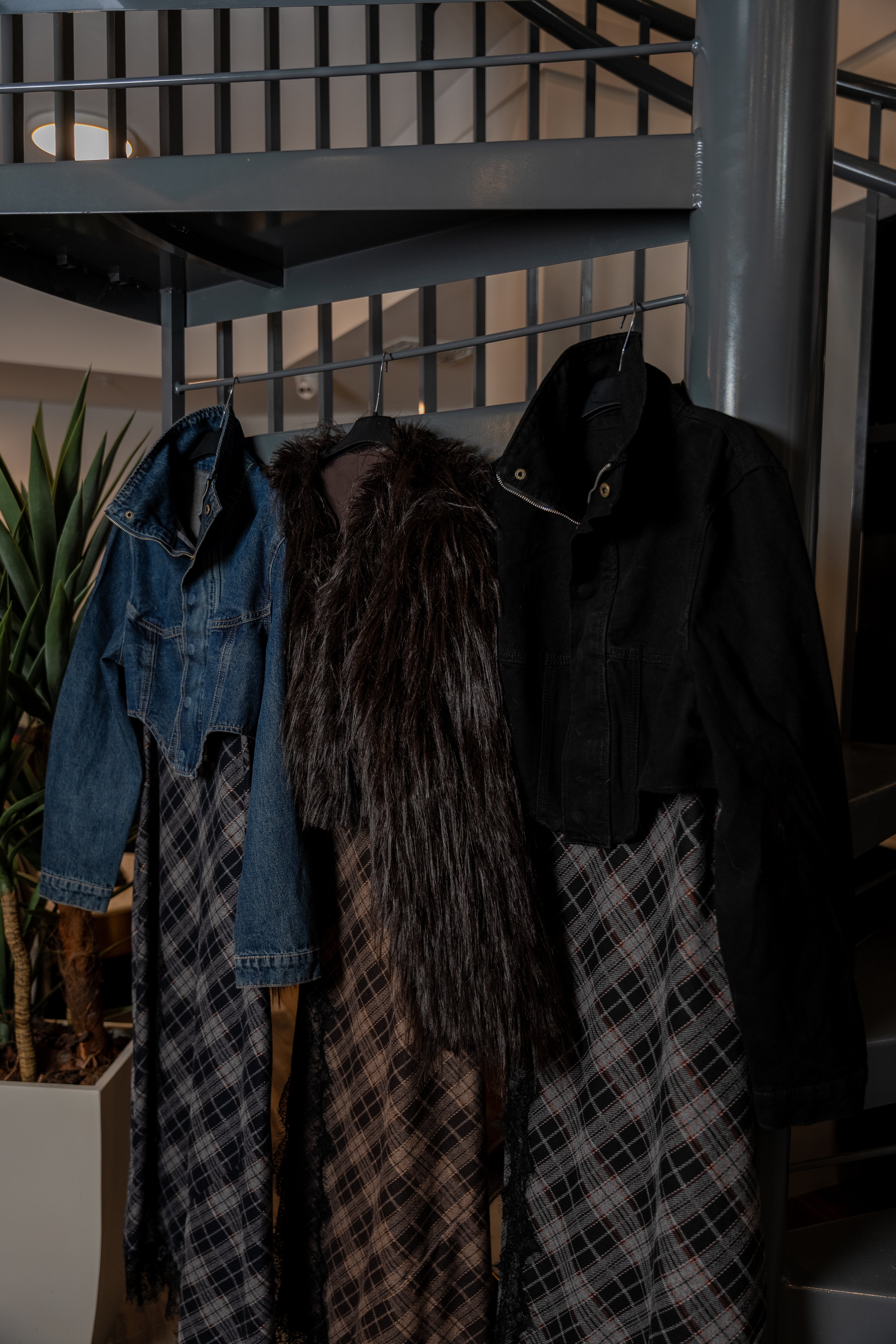 Plaid Lace-Trim Slip Dress