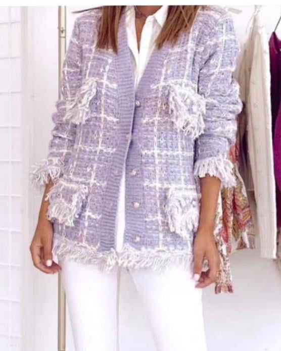 Chic Tweed Fringe Cardigan Jacket