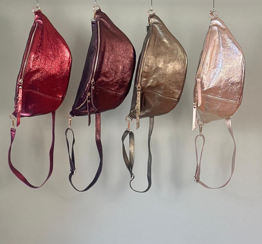 Metallic Luxe Leather Crossbody Bags