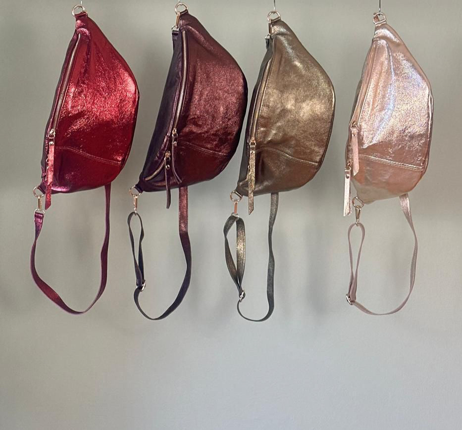 Metallic Luxe Leather Crossbody Bags