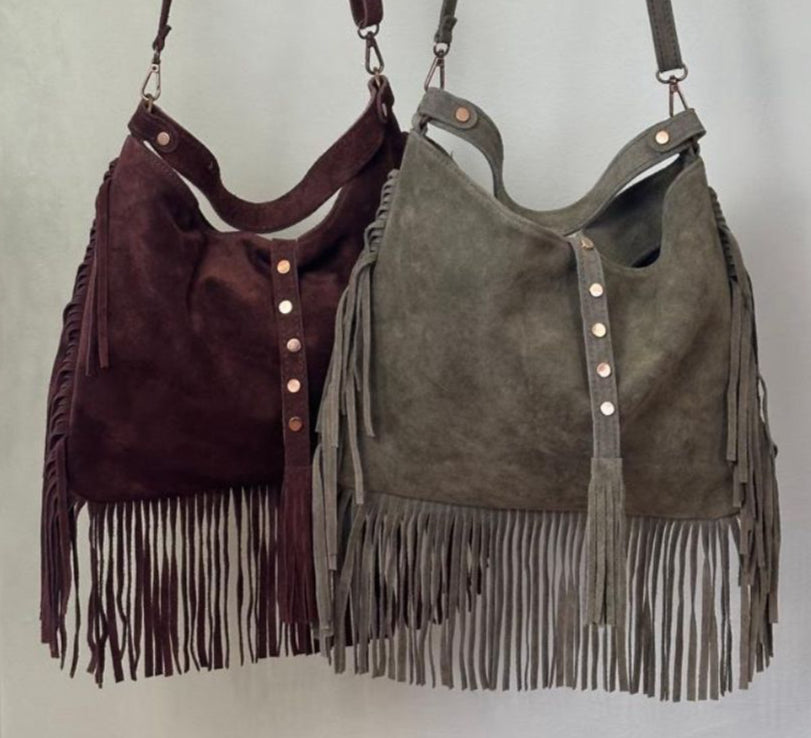 Boho Luxe Fringe Suede Bag