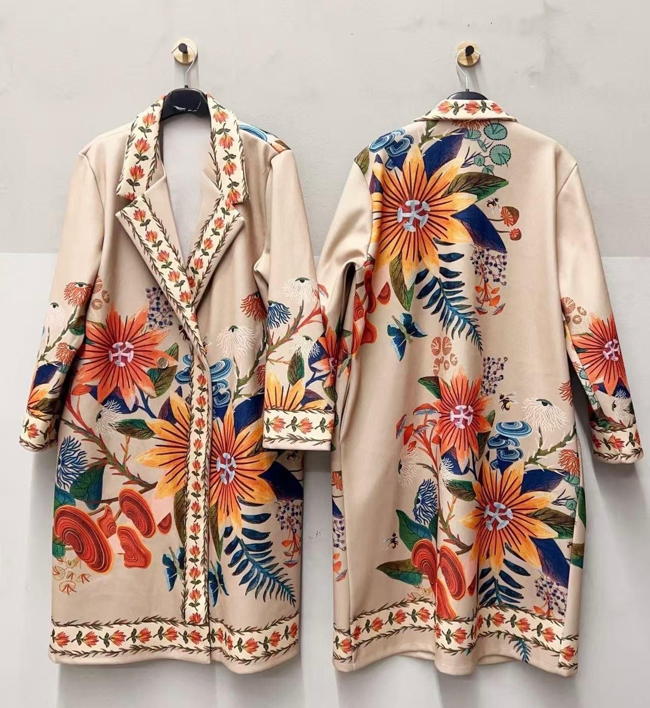 Tropical Bloom Embroidered Like Coat