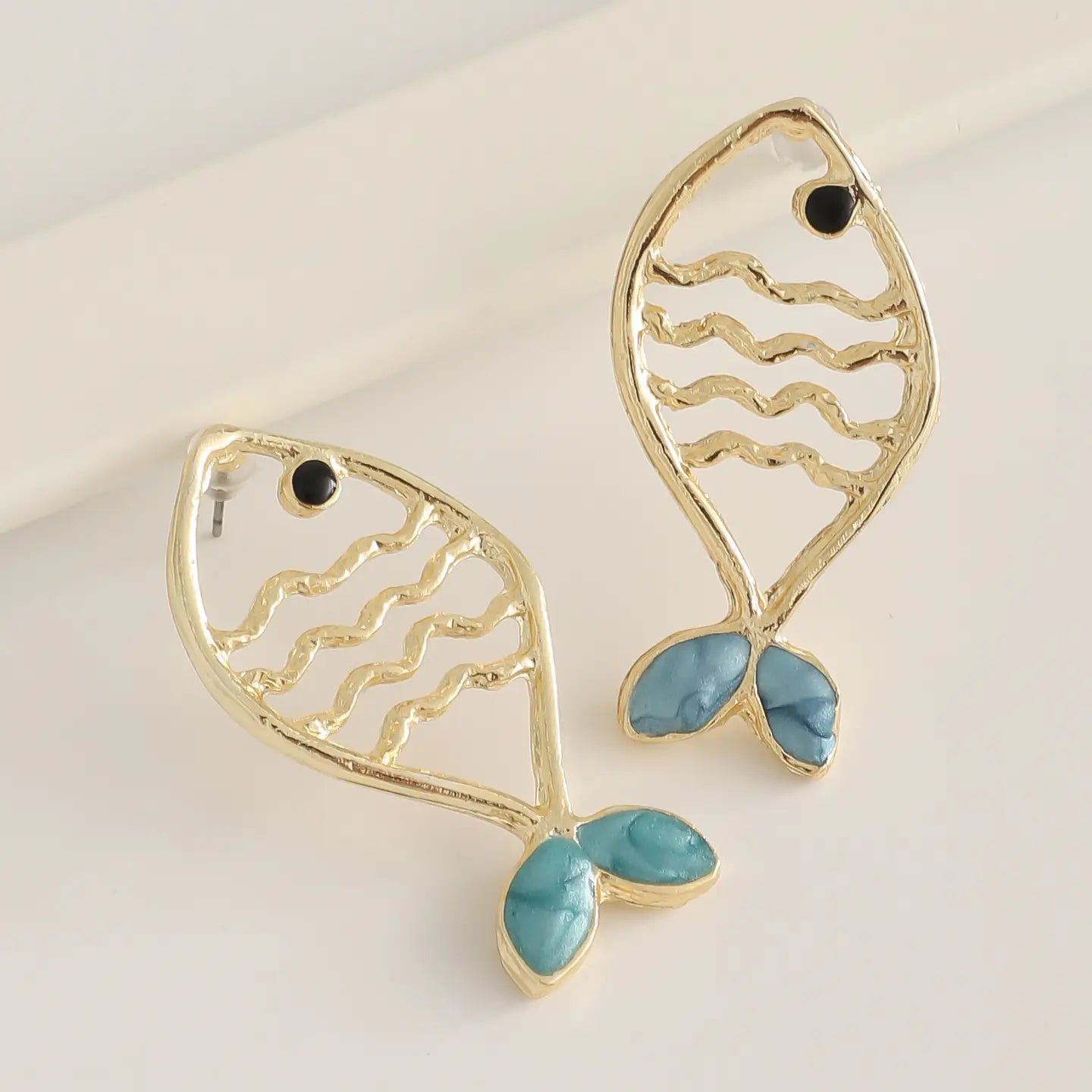 Golden Pisces Fish Earrings
