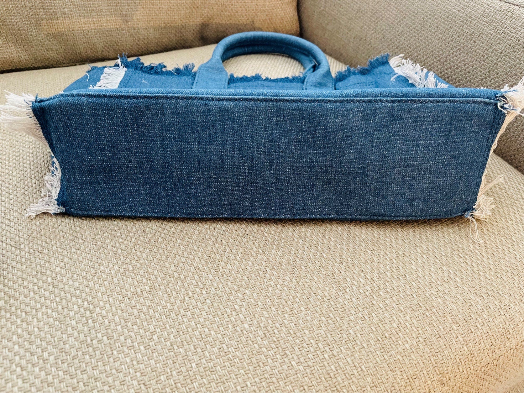 Denim Jean Tote, HAPPY in WHITE