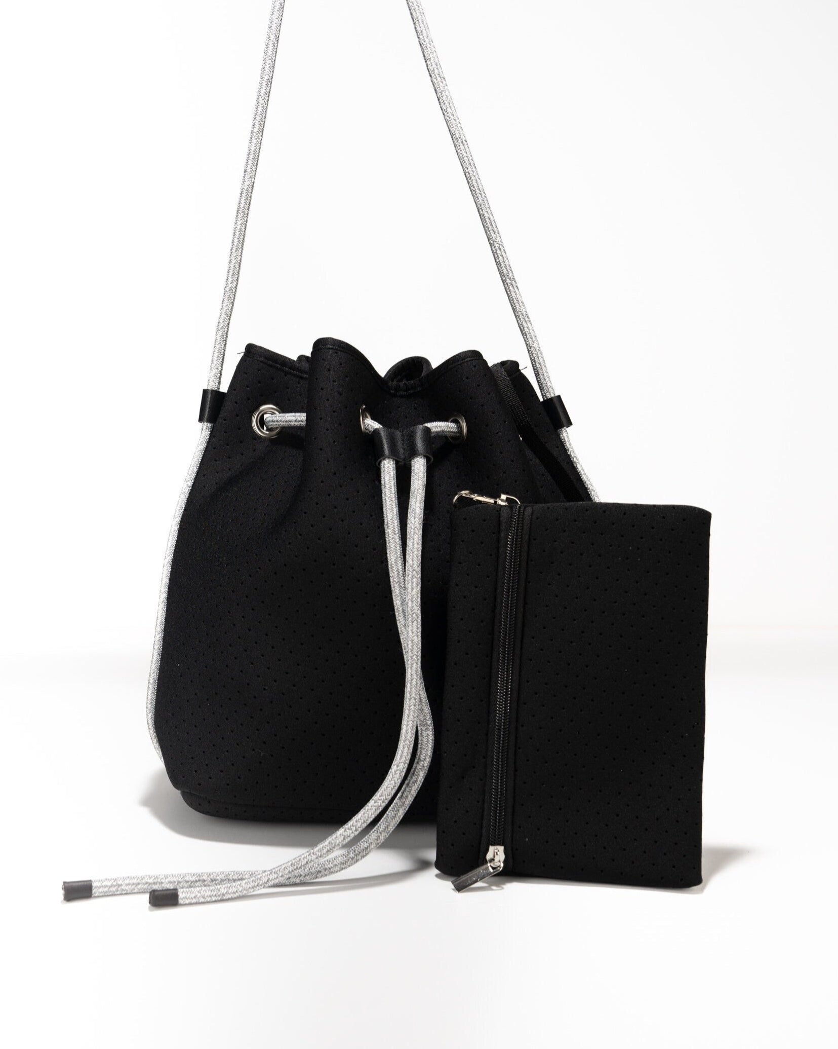 Neoprene Black Bucket bag tote