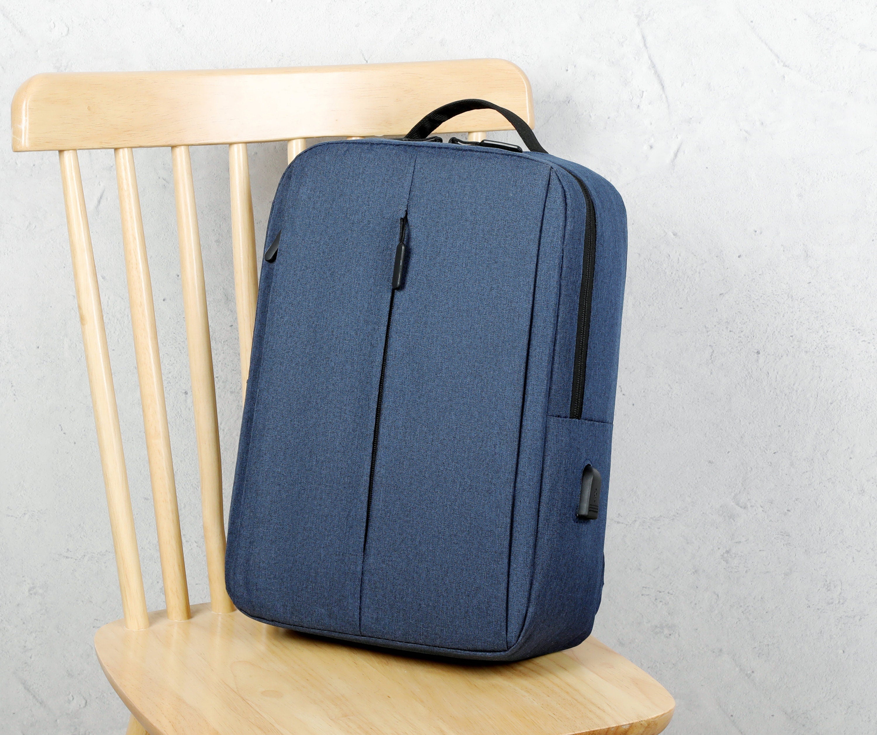 Backpack Unisex Black, Gray or Denim Blue USB Port