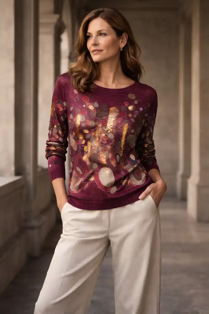 Abstract Metallic Dot Sweater