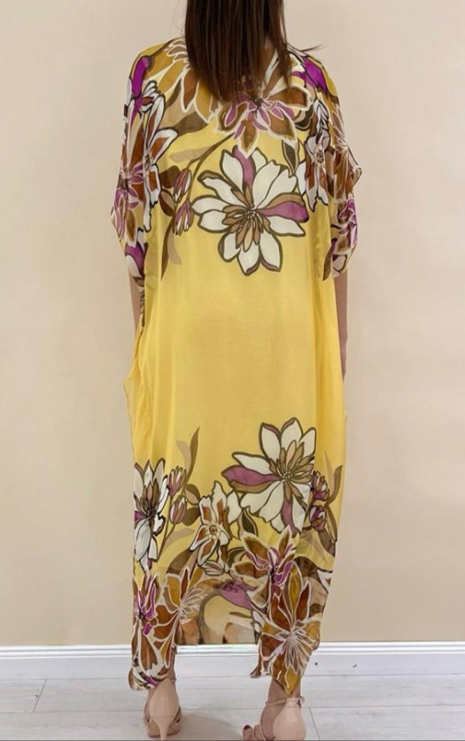 Floral Sheer Kaftan Dress