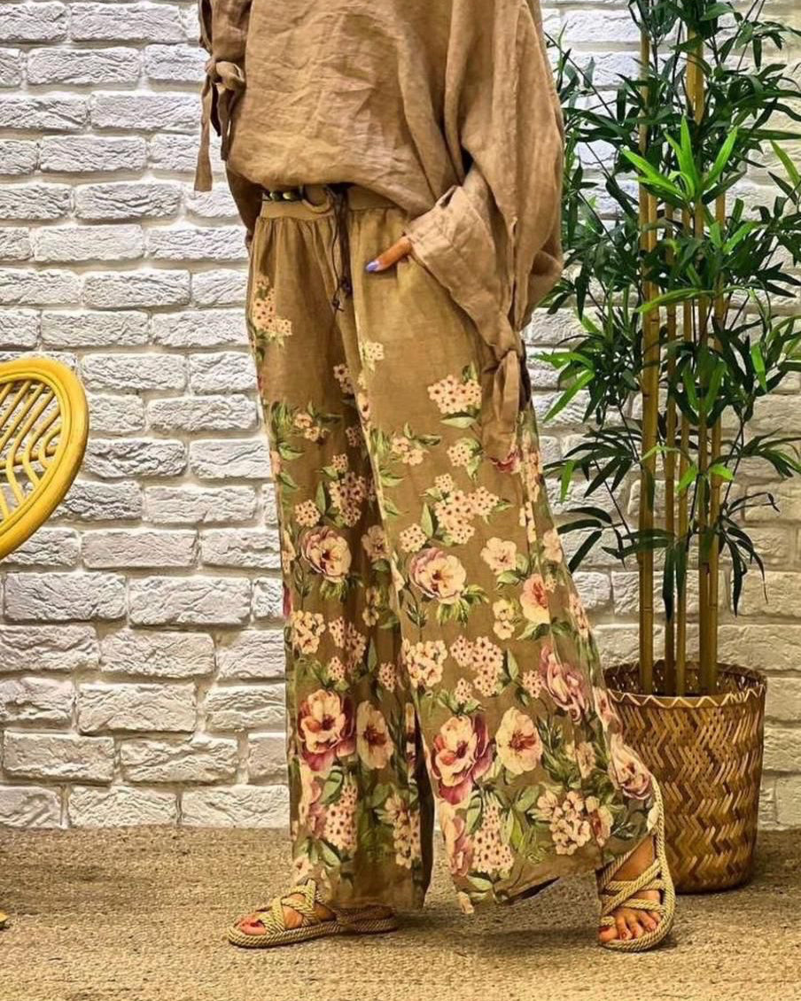Linen Flower Pants